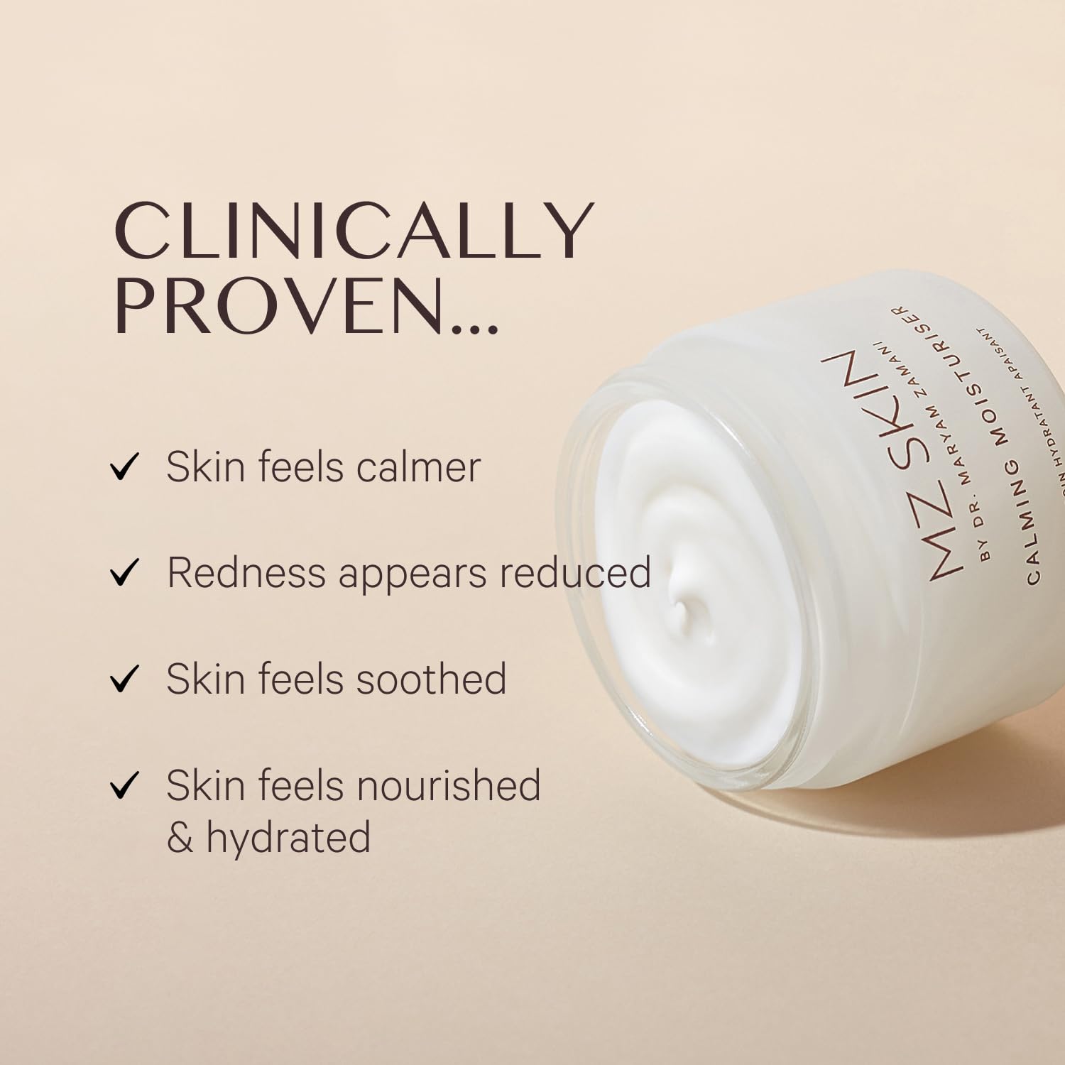 MZ SKIN Calming Moisturizer | Prebiotic Hydration for Sensitive, Redness-Prone Skin | Fragrance Free