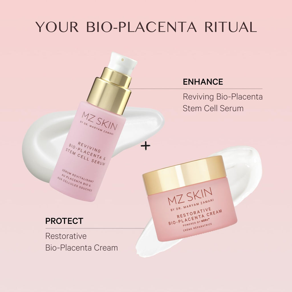 MZ SKIN Reviving Bio-Placenta & Stem Cell Serum – Luxury 1.01 fl oz | Night Repair with Bio-Placenta, Plant Stem Cells & Peptides