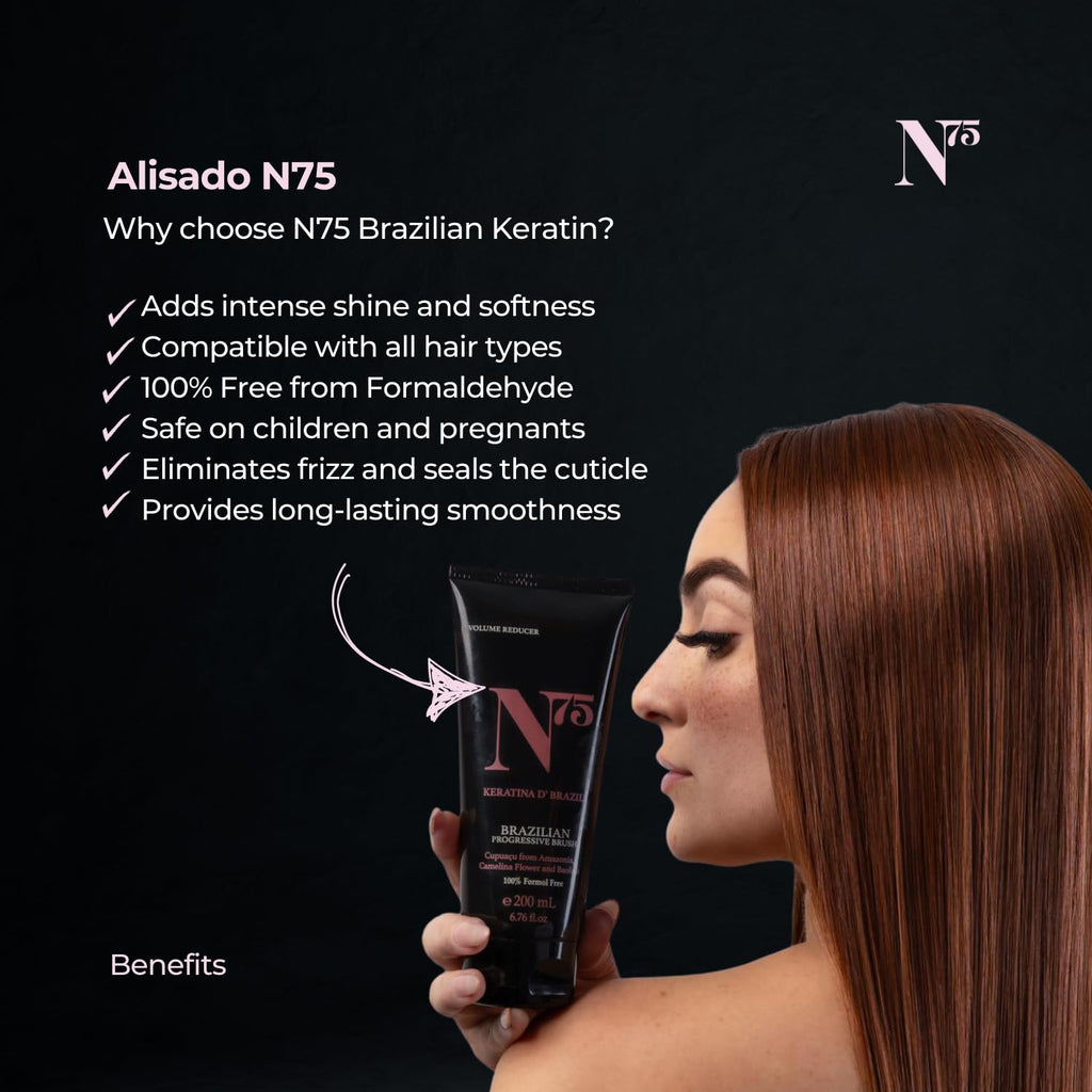 N75 Keratin Hair Smoothing Treatment – Formaldehyde-Free Brazilian Straightening for All Hair Types