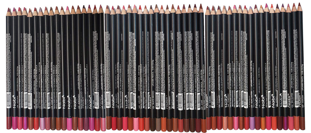 Nabi Lip Liner Pencil Set — 54 Pcs Bulk Pack, Assorted Colors, Long-Lasting, Professional Quality