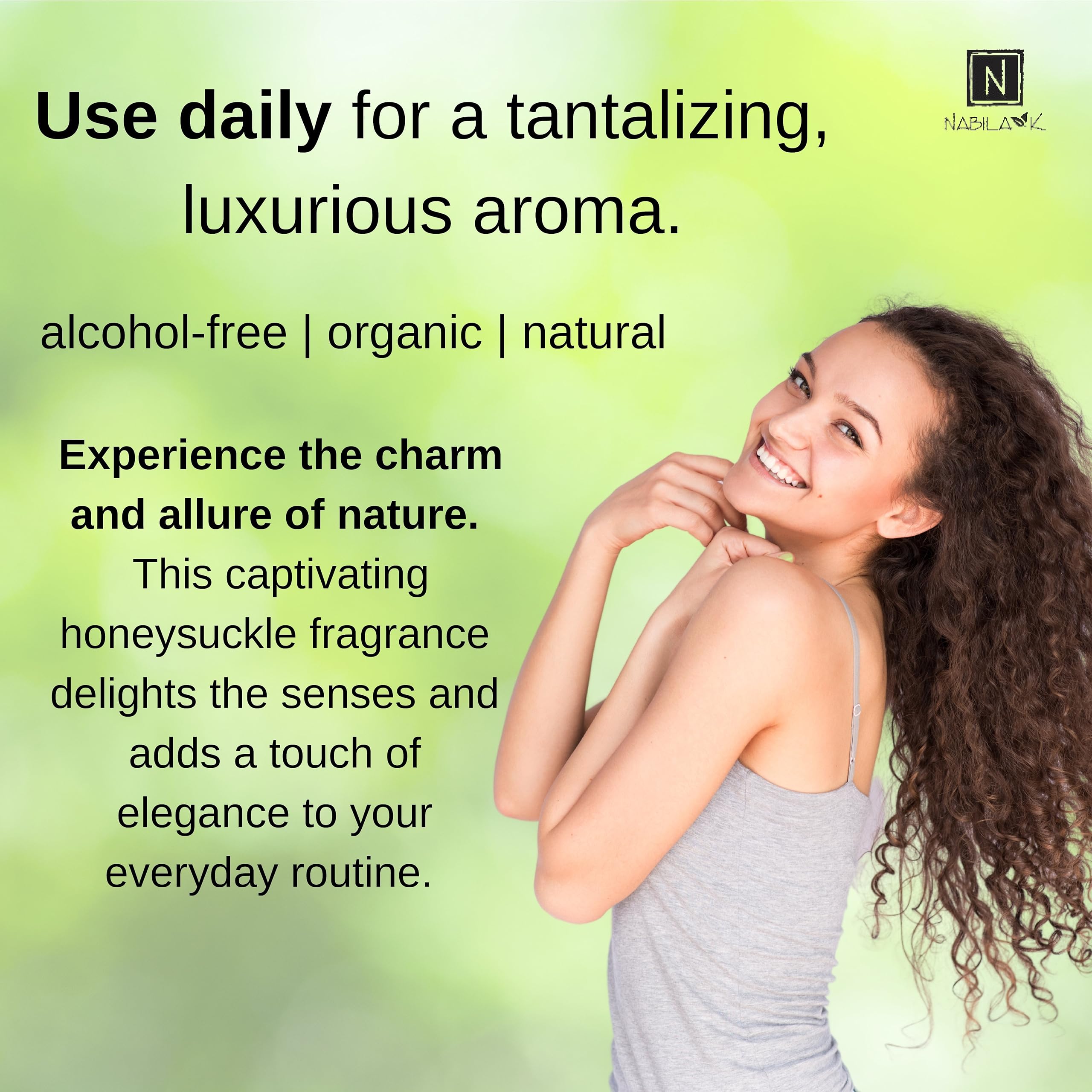 Nabila K Southern Vine Roll-On Perfume – Alcohol-Free Honeysuckle, Organic, TSA-Approved 0.33 oz