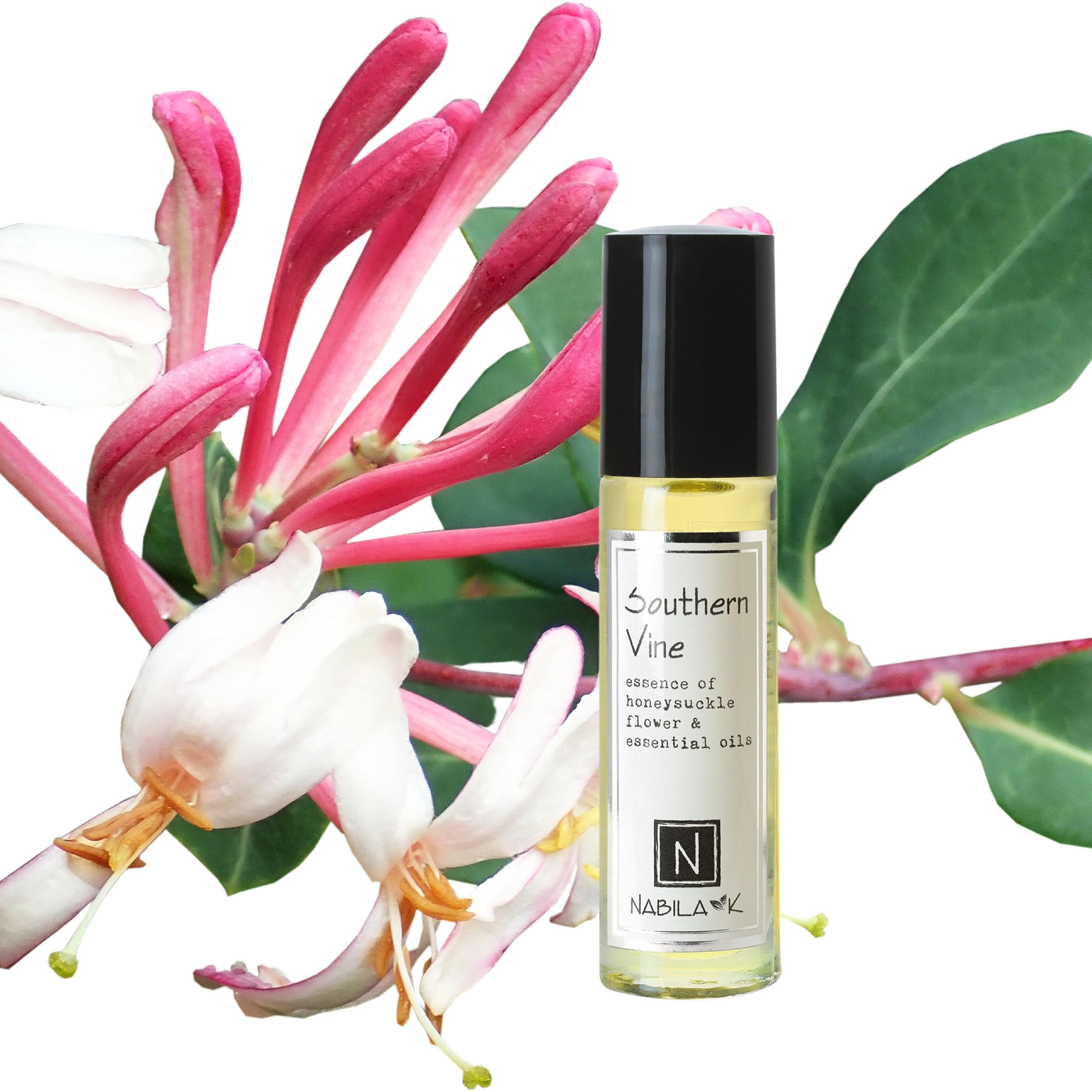 Nabila K Southern Vine Roll-On Perfume – Alcohol-Free Honeysuckle, Organic, TSA-Approved 0.33 oz
