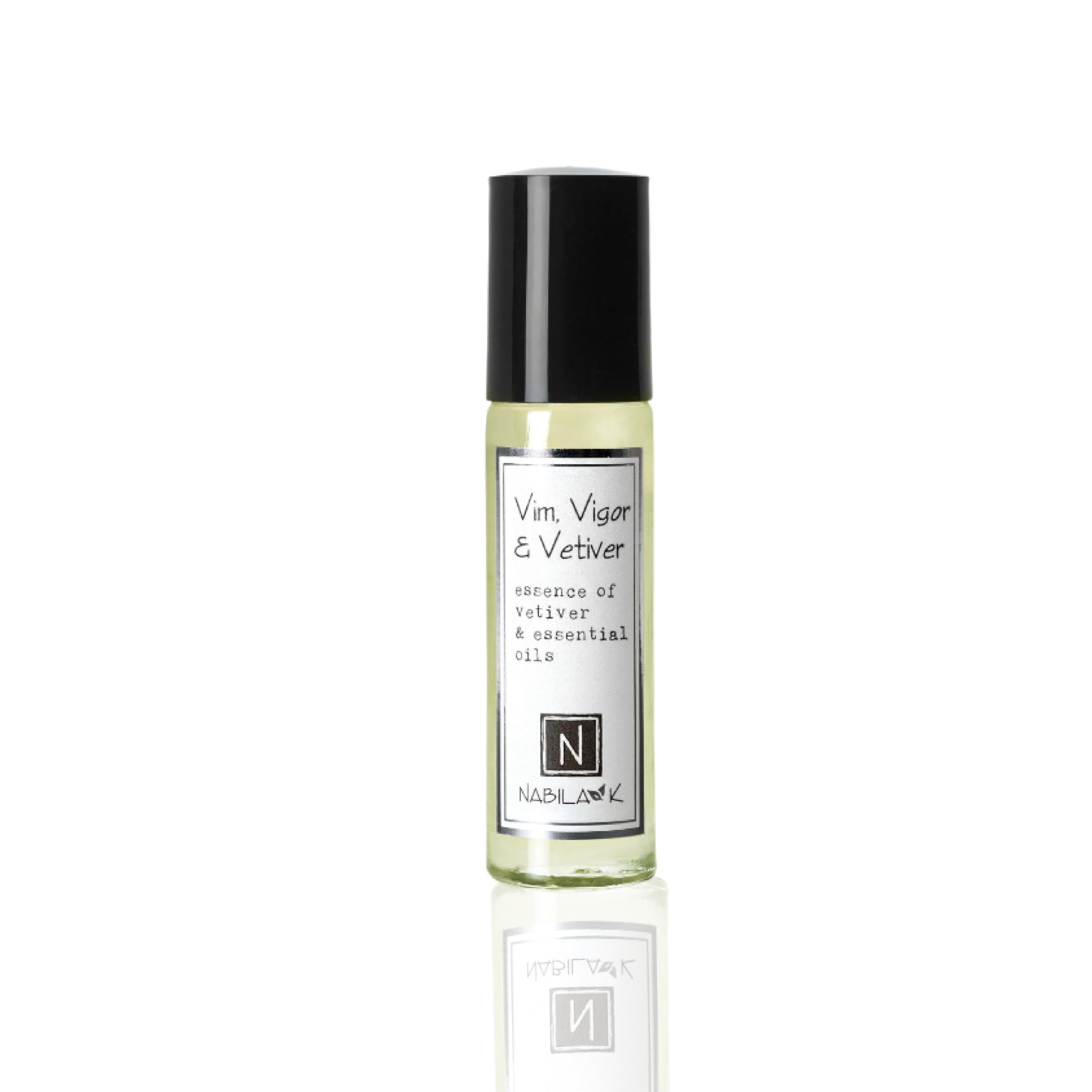 Nabila K Vim, Vigor & Vetiver Roll-On Perfume – Alcohol-Free, All-Natural, Organic, 0.33 oz / 10 ml