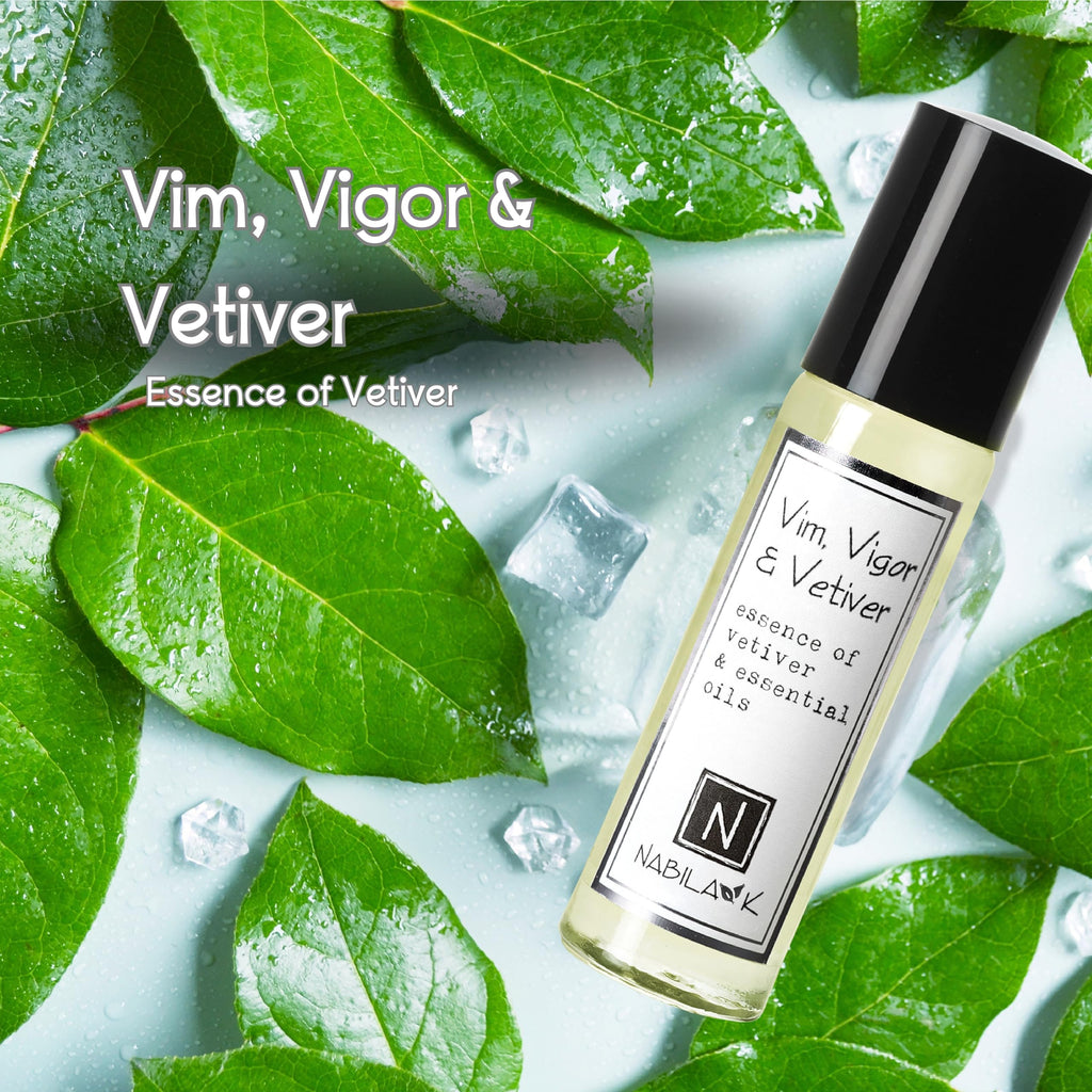 Nabila K Vim, Vigor & Vetiver Roll-On Perfume – Alcohol-Free, All-Natural, Organic, 0.33 oz / 10 ml