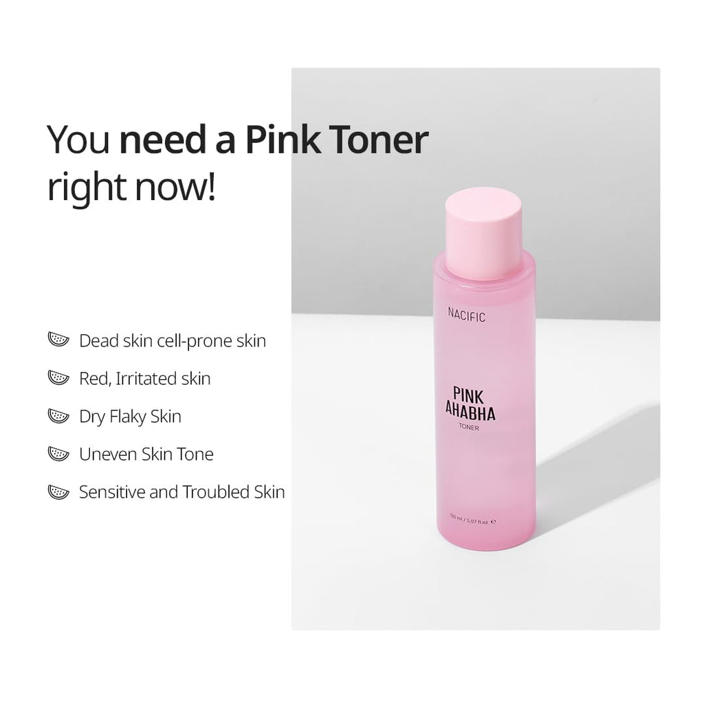 NACIFIC Pink AhaBha Triple Set – Toner 150ml, Serum 50ml, Cream 50ml