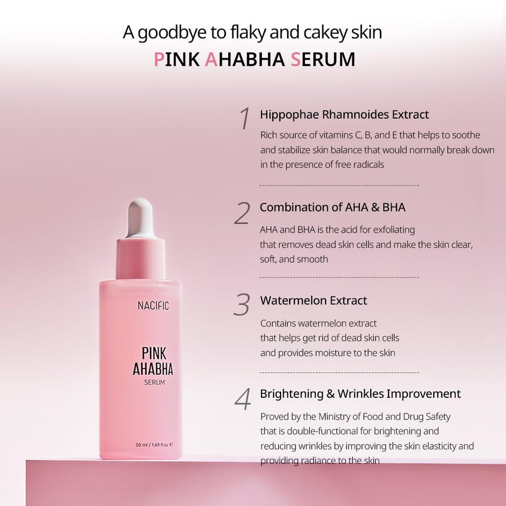 NACIFIC Pink AhaBha Triple Set – Toner 150ml, Serum 50ml, Cream 50ml