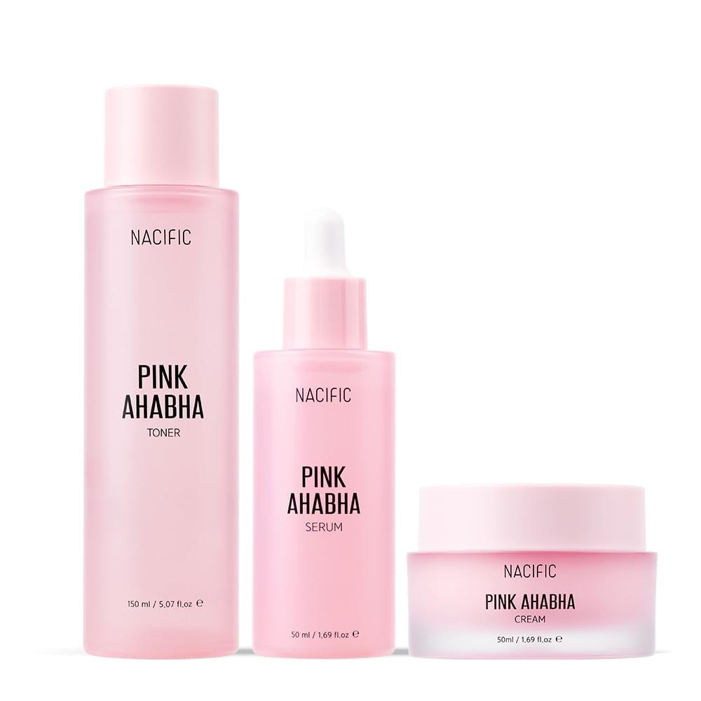 NACIFIC Pink AhaBha Triple Set – Toner 150ml, Serum 50ml, Cream 50ml