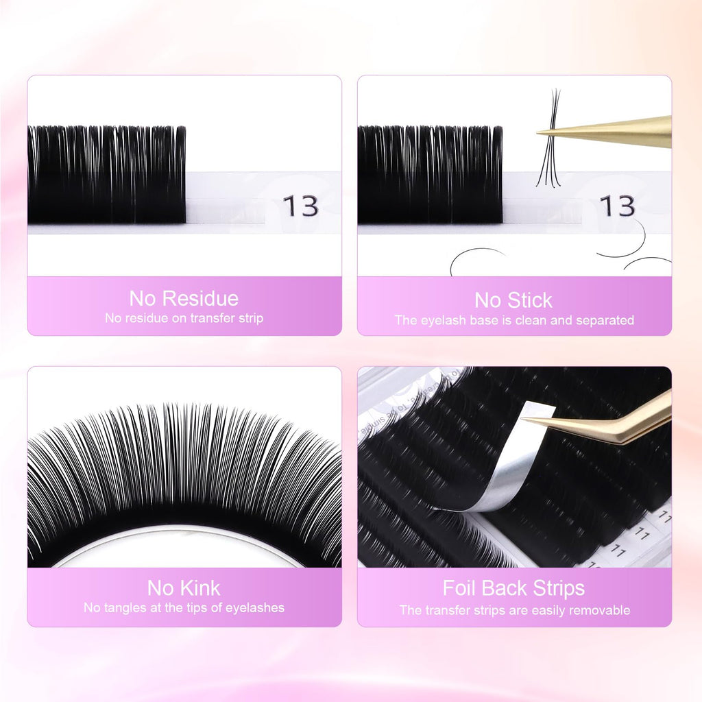 NAGARAKU Eyelash Extensions Classic — J/C/D/N/L/LC/LD, Matte Black