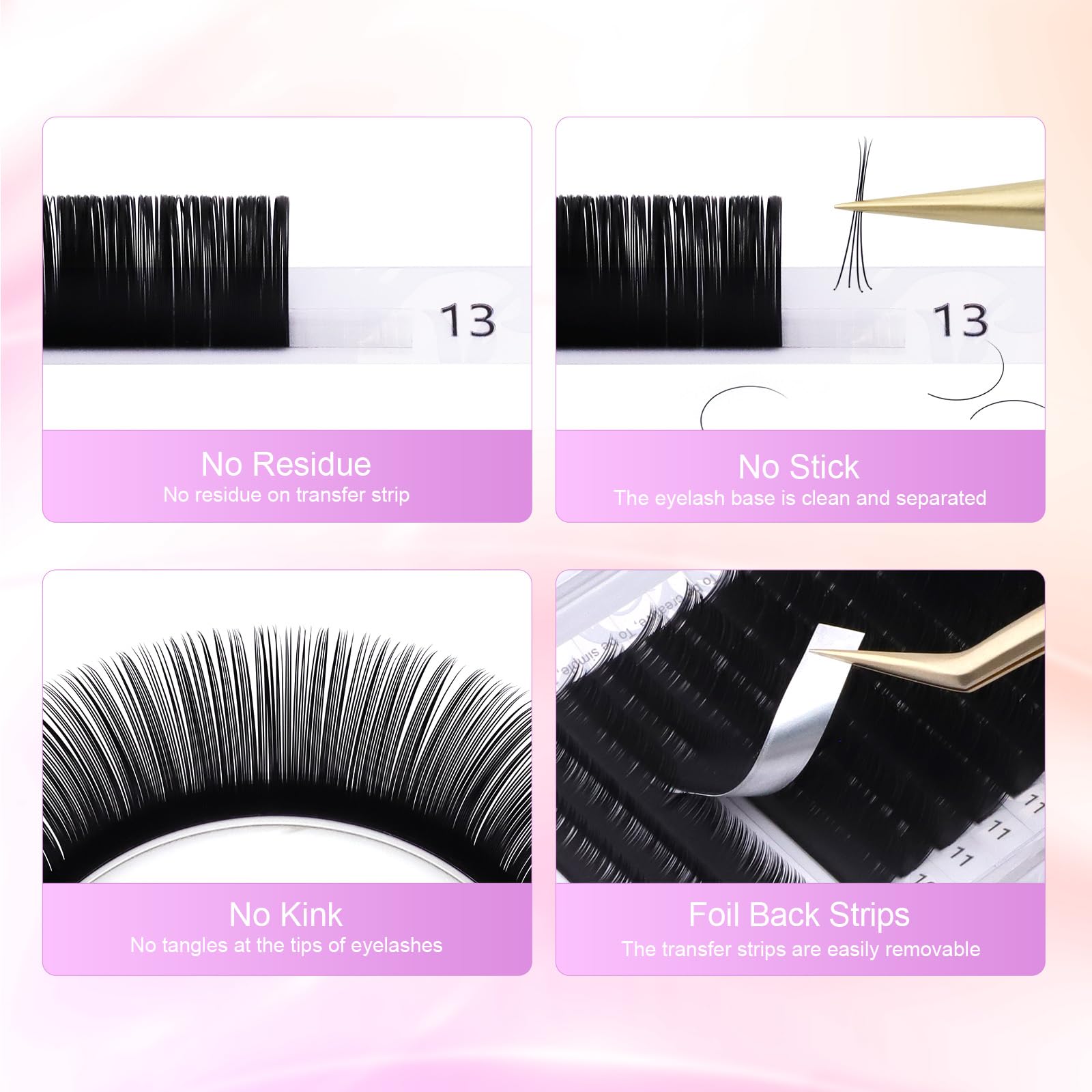 NAGARAKU Eyelash Extensions Classic — J/C/D/N/L/LC/LD, Matte Black
