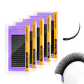 NAGARAKU 5 Trays Eyelash Extensions – 0.20mm D Curl, 11-15mm, Matte Black Pro Faux Mink (16 Rows)
