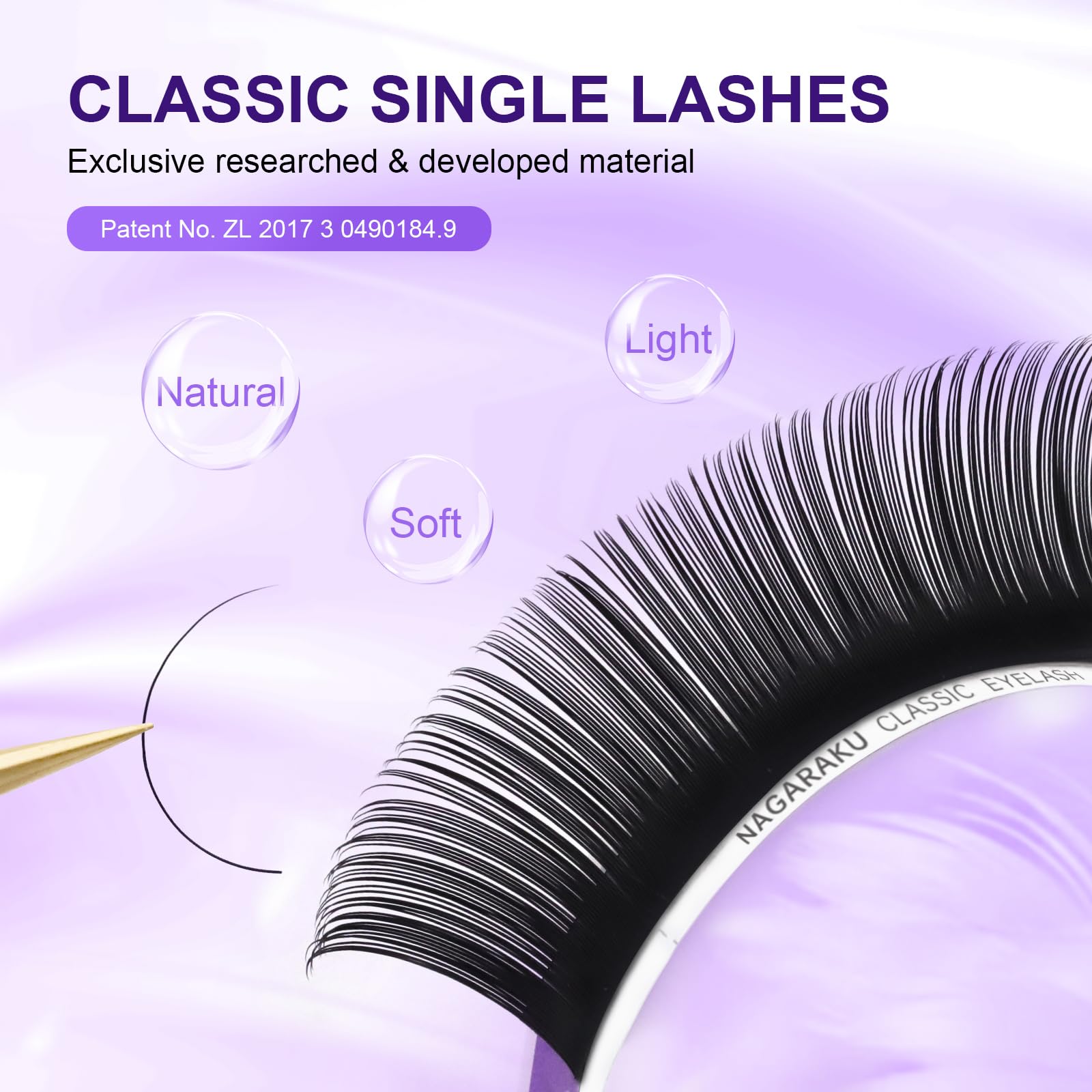 NAGARAKU 5 Trays Eyelash Extensions – 0.20mm D Curl, 11-15mm, Matte Black Pro Faux Mink (16 Rows)