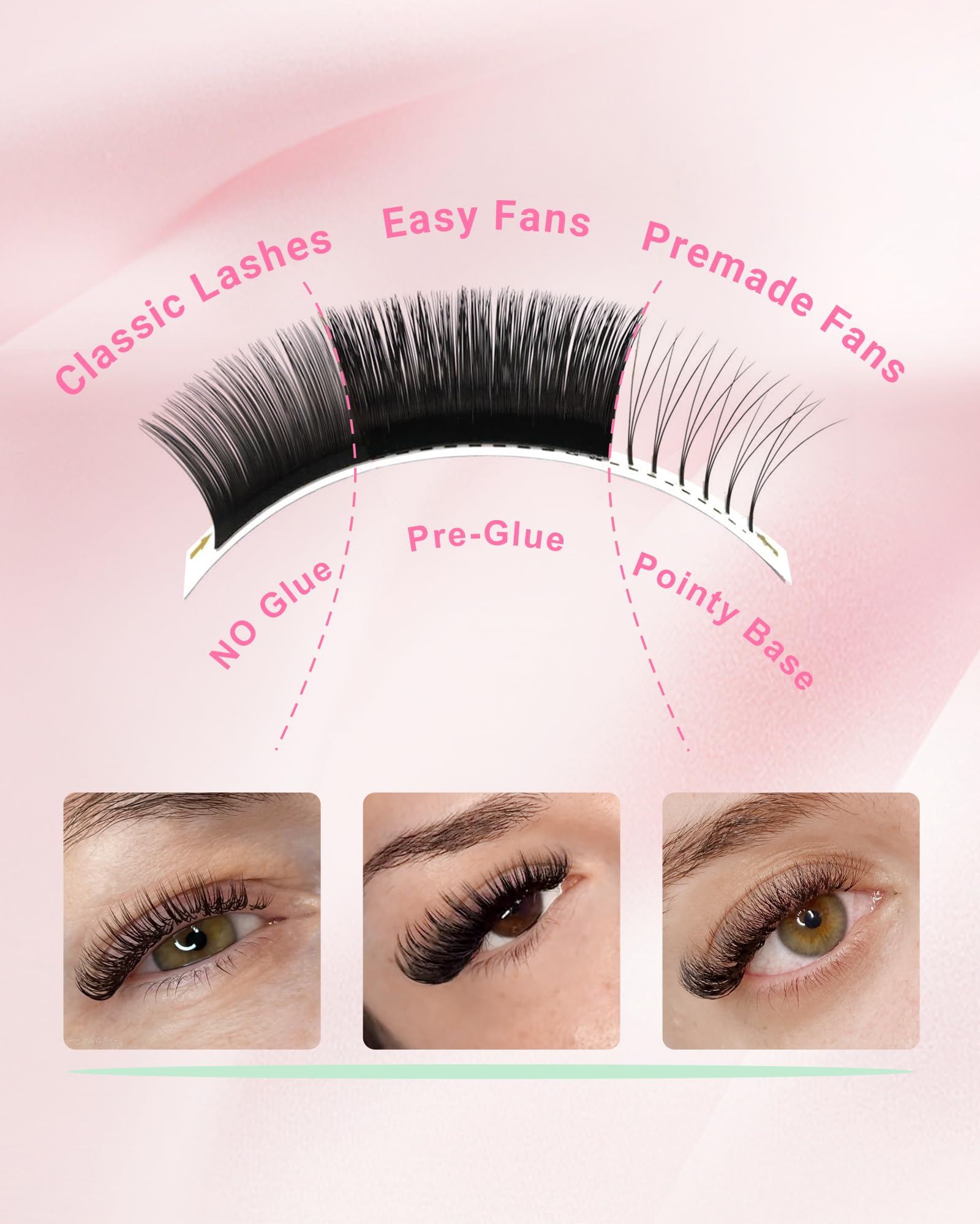 NAGARAKU Easy Fan Eyelash Extensions 5-Tray Pack 0.07 D Curl 8-15mm Mix