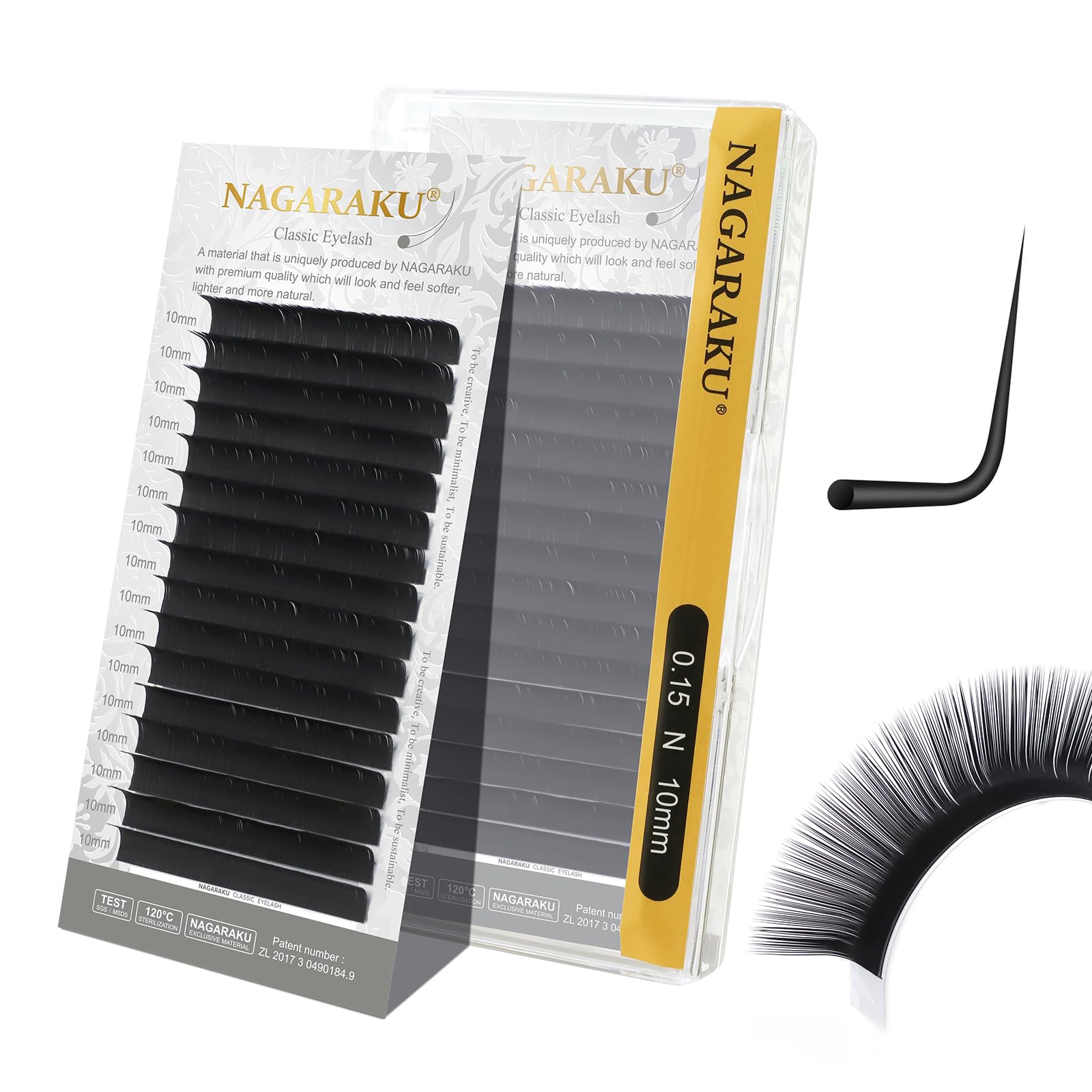 NAGARAKU Eyelash Extensions – Classic J/B/C/D, N/LC/LD, Matte Black, 0.03-0.20