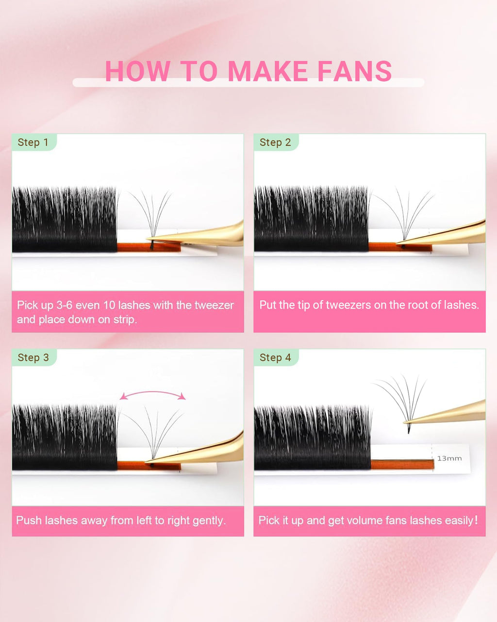 NAGARAKU Easy Fan Eyelash Extensions 5-Tray Pack 0.07 D Curl 8-15mm Mix