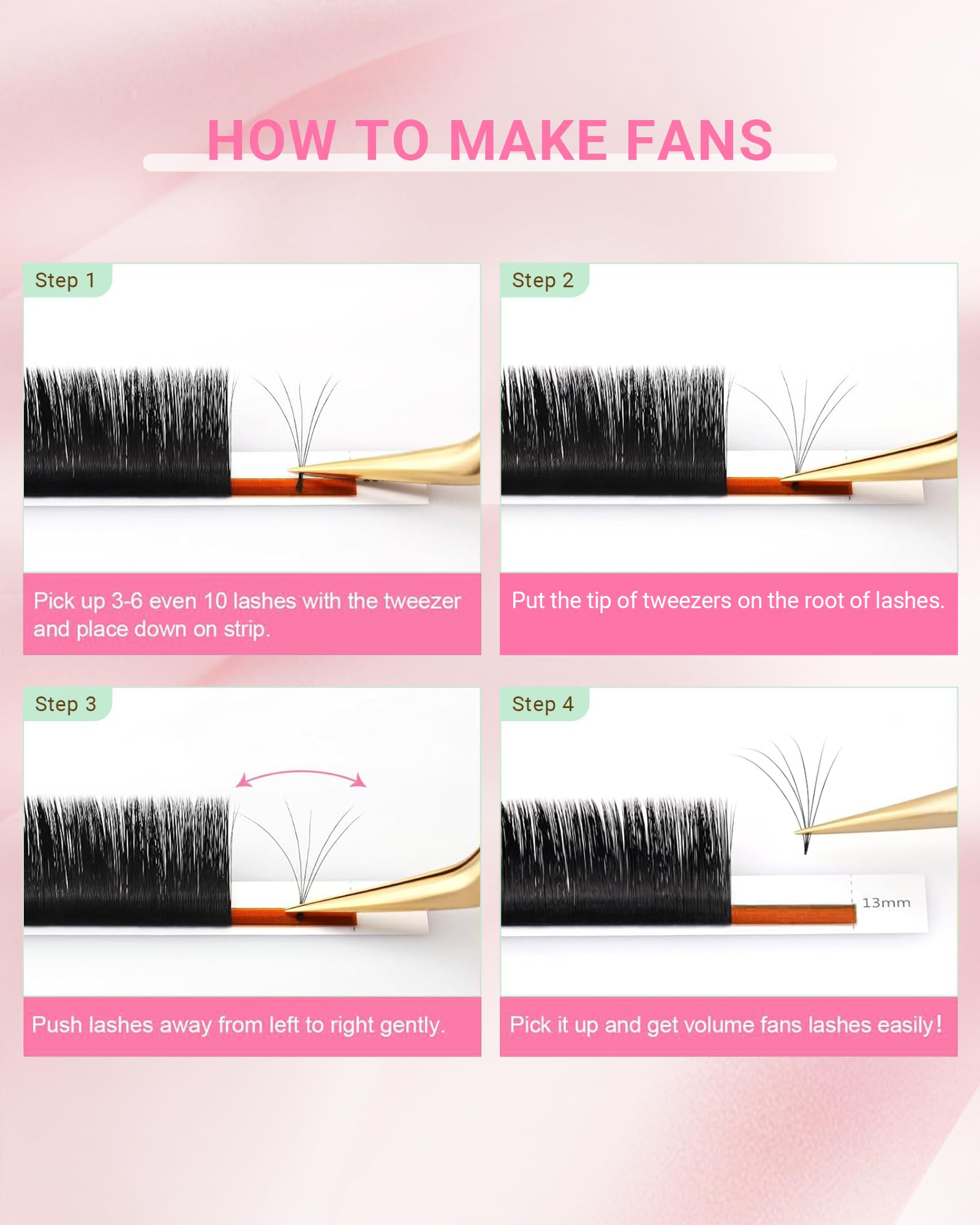 NAGARAKU Easy Fan Eyelash Extensions 5-Tray Pack 0.07 D Curl 8-15mm Mix