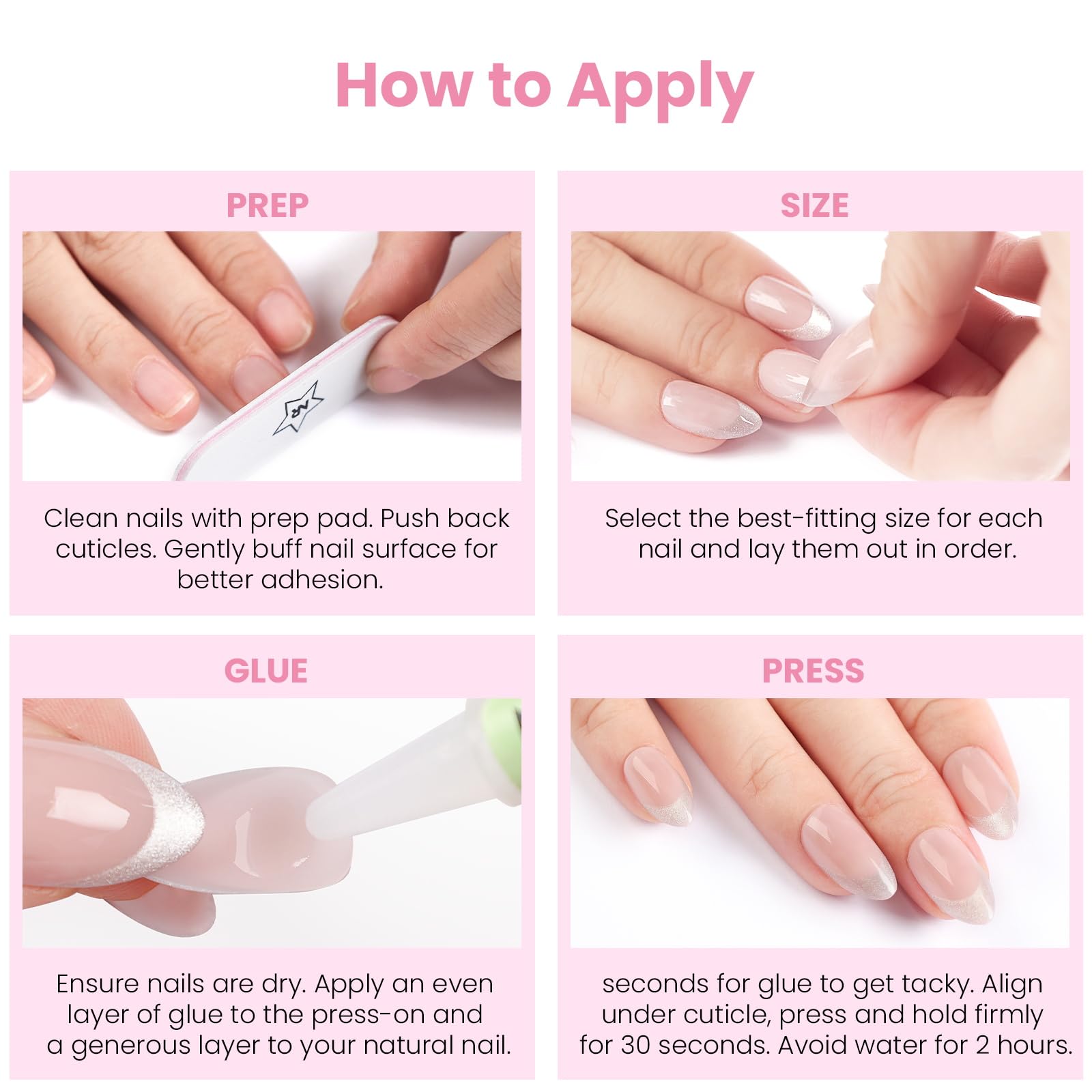 Nail Reformation Polka Dot Press On Nails – Almond, Short Pink with White Dots, UV Finish, 32 Tips (16 Sizes)