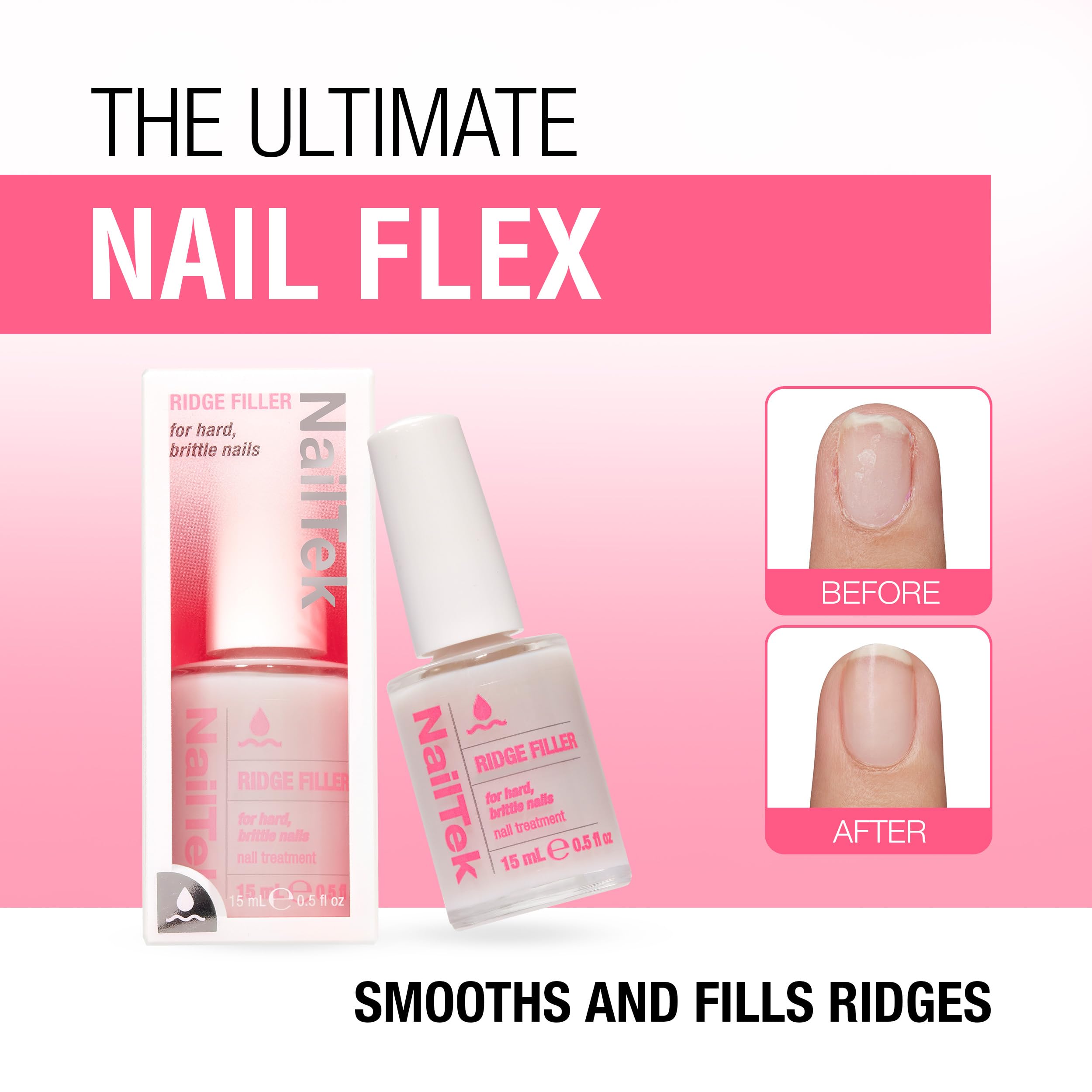 Nail Tek Ridge Filler Formula 3 – Clear Ridge Filler & Base Coat, 0.5 fl oz