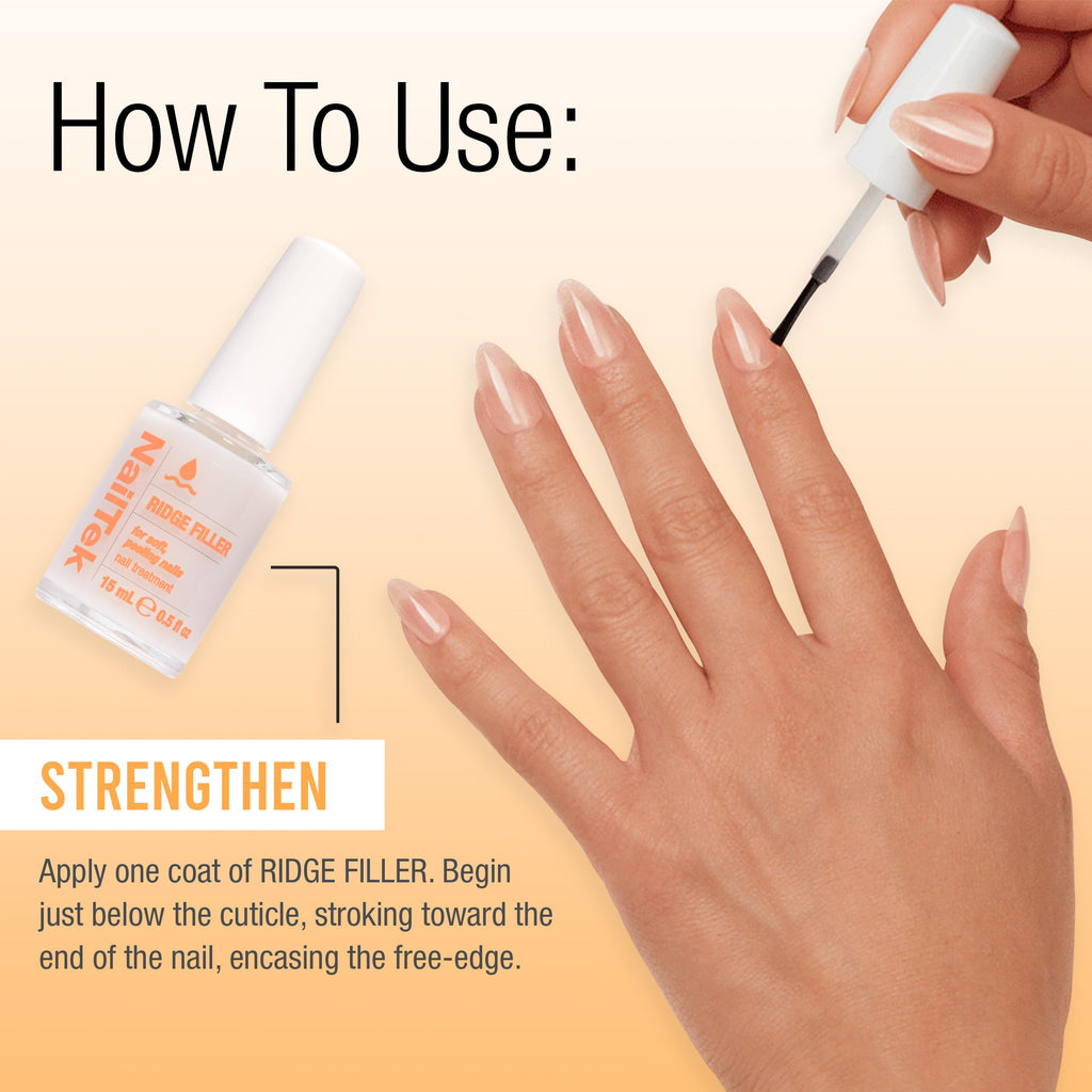 Nail Tek Ridge Filler Formula 2 – Clear Ridge Filler Base Coat for Soft, Peeling Nails
