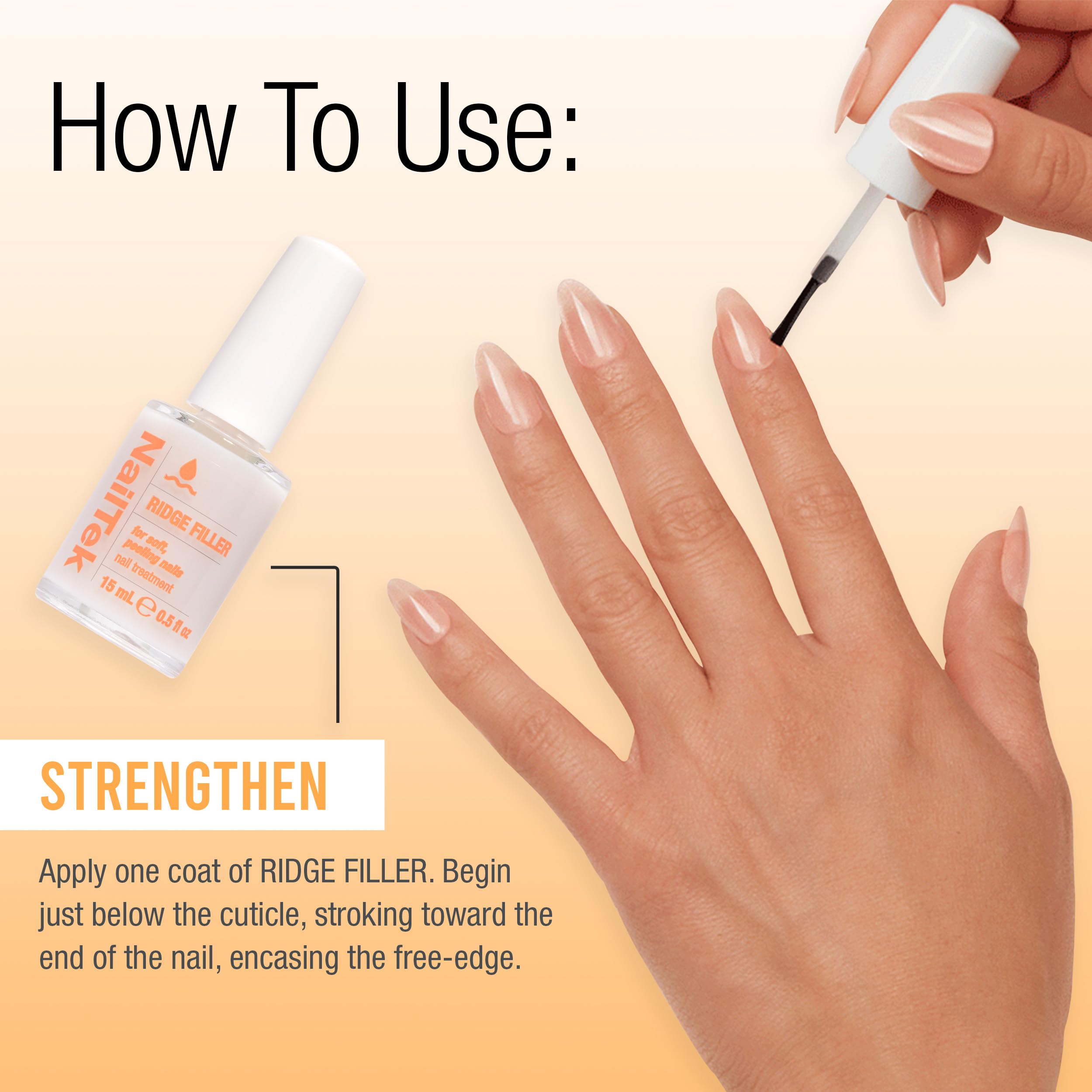 Nail Tek Ridge Filler Formula 2 – Clear Ridge Filler Base Coat for Soft, Peeling Nails