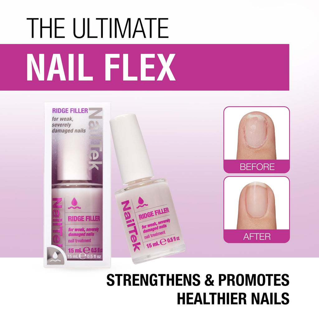 Nail Tek Ridge Filler Formula 4 — Clear Ridge Filler & Base Coat (0.5 fl oz)