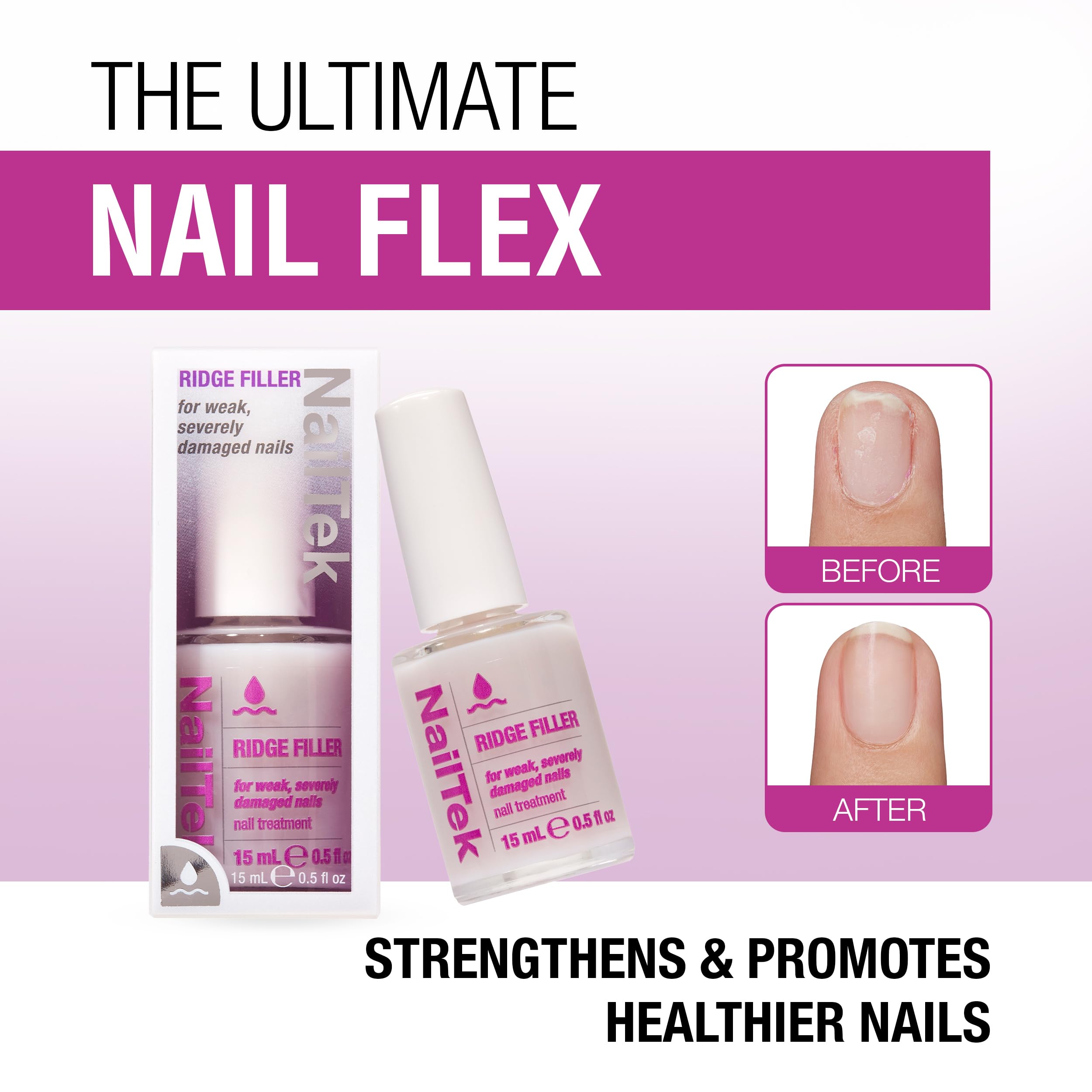 Nail Tek Ridge Filler Formula 4 — Clear Ridge Filler & Base Coat (0.5 fl oz)