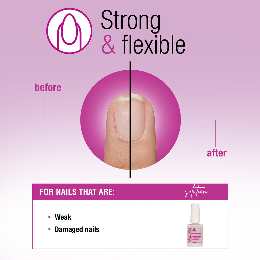 Nail Tek Ridge Filler Formula 4 — Clear Ridge Filler & Base Coat (0.5 fl oz)