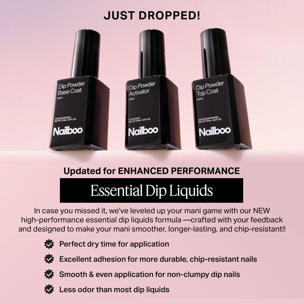 Nailboo Dip Powder Liquid Set with Base Coat, Activator & Top Coat – No UV Lamp Needed (3 Pack)