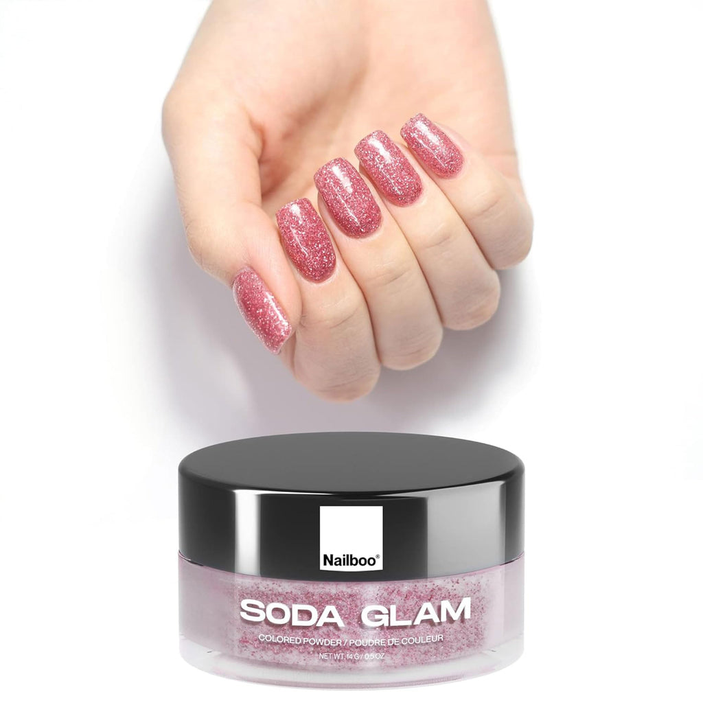 Nailboo Dip Powder Soda Glam Pink Glitter – No UV Needed, 0.5 oz, DIY Nails at Home