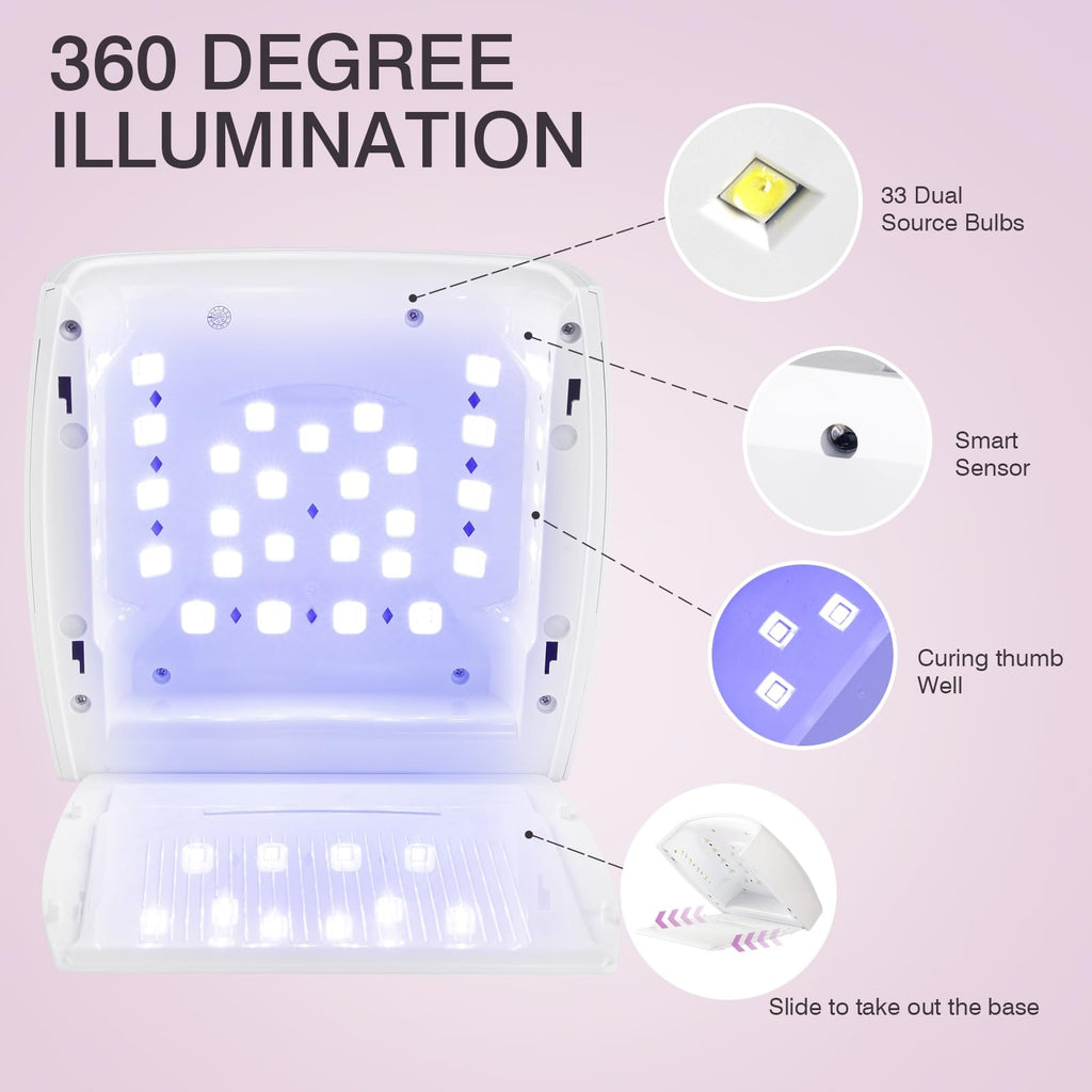 NailFace Cordless UV LED Nail Lamp 66W Rechargeable • Auto Sensor • 5 Timers for Home & Salon