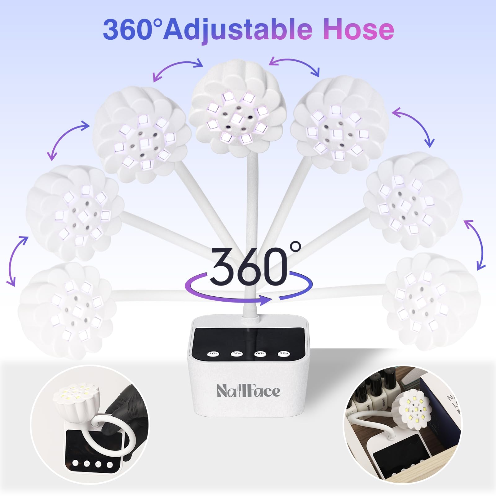 NailFace Flash Cure Lamp for Gel X Nails | Cordless Gooseneck UV/LED Nail Light, 6W