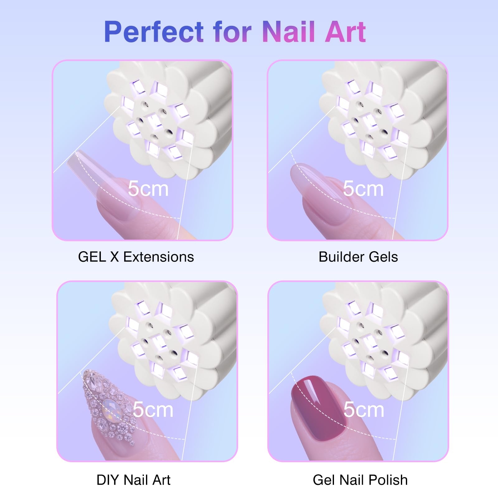 NailFace Flash Cure Lamp for Gel X Nails | Cordless Gooseneck UV/LED Nail Light, 6W