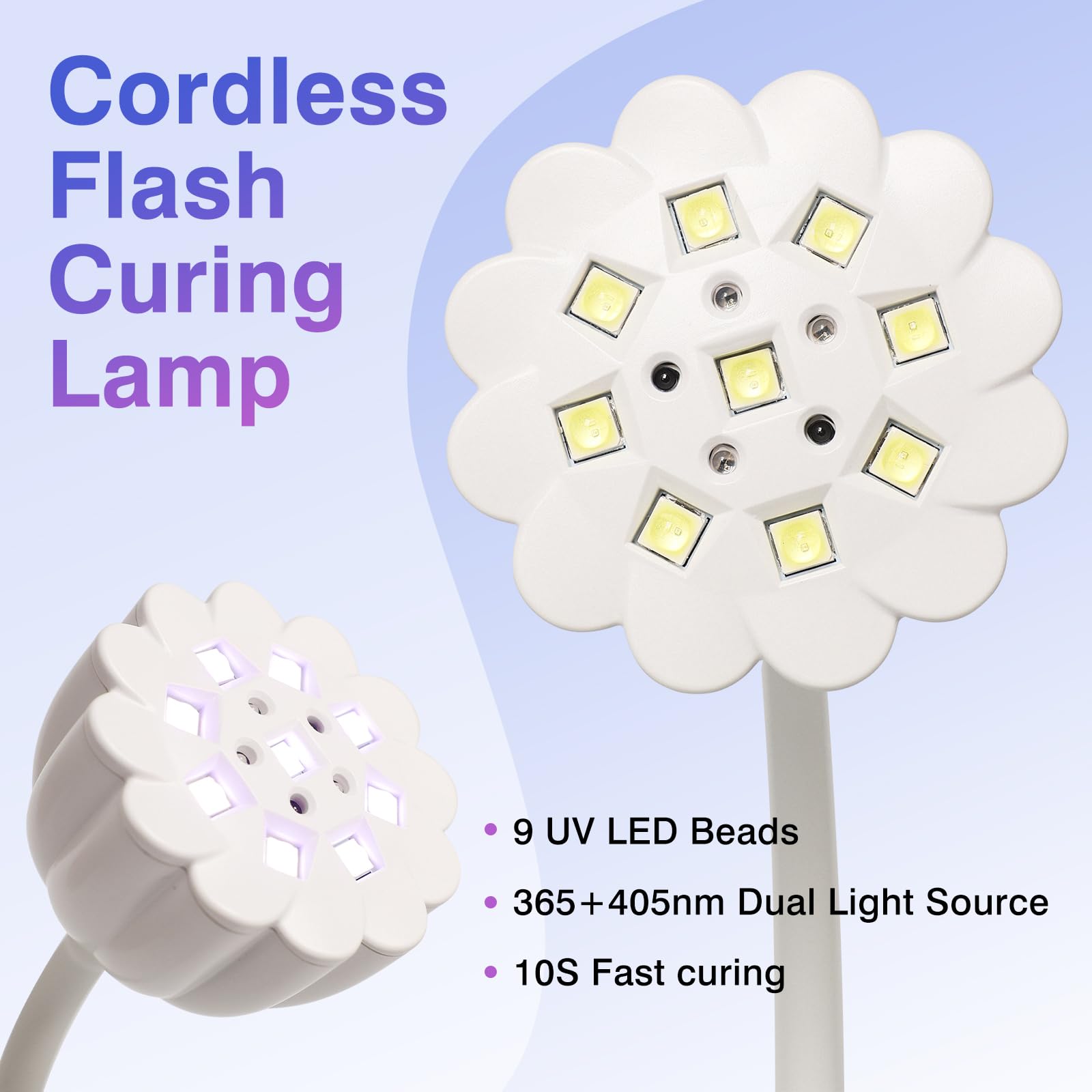 NailFace Flash Cure Lamp for Gel X Nails | Cordless Gooseneck UV/LED Nail Light, 6W