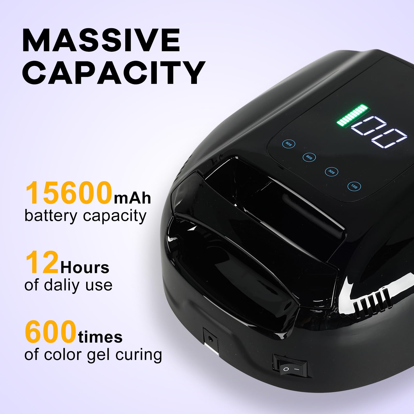 NailFace 96W Rechargeable UV LED Nail Lamp – Cordless Gel Dryer with 42 LEDs, Smart Sensor, and Metal Base