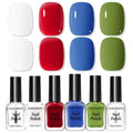 Nailshion 6-Piece Classic Nail Polish Set – Red, Green, Blue, White + Base & Top Coat | Quick-Dry, Vegan, HEMA-Free