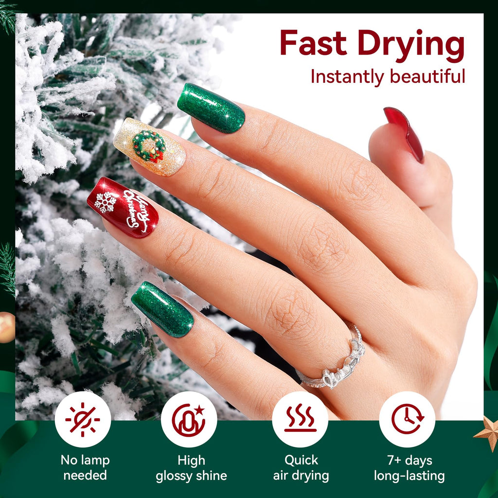 Nailshion Christmas Nail Polish Set – 6 Colors, Quick-Dry, Hema-Free, Salon-Quality