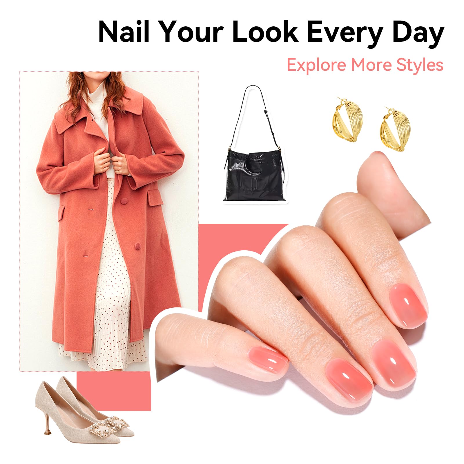 Nailshion Nude Nail Polish Set – 6 Neutral Shades, Quick-Dry, Non-Toxic, Castor Oil + Vitamin E