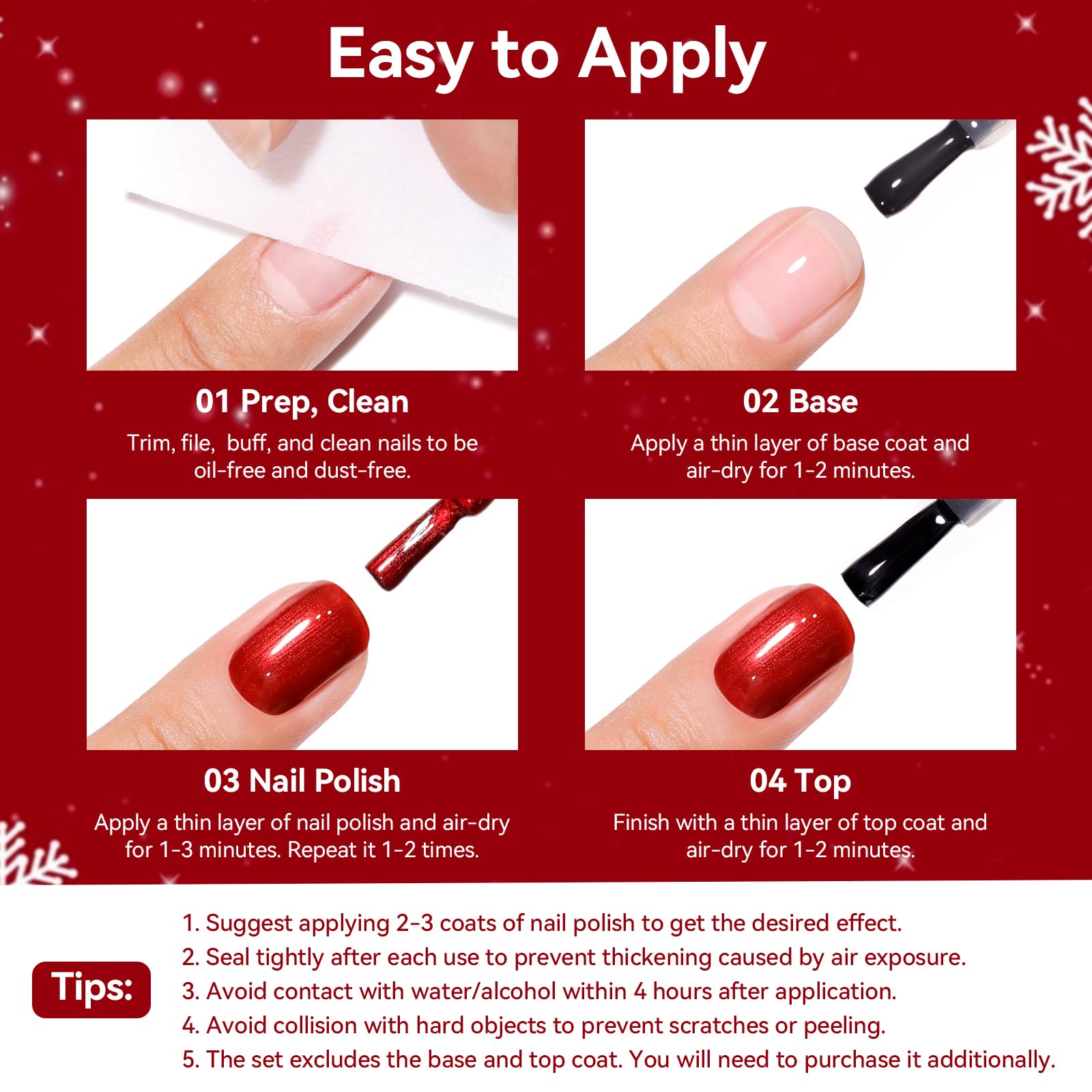 Nailshion Christmas Nail Polish Set – 6 Colors, Quick-Dry, Hema-Free, Salon-Quality