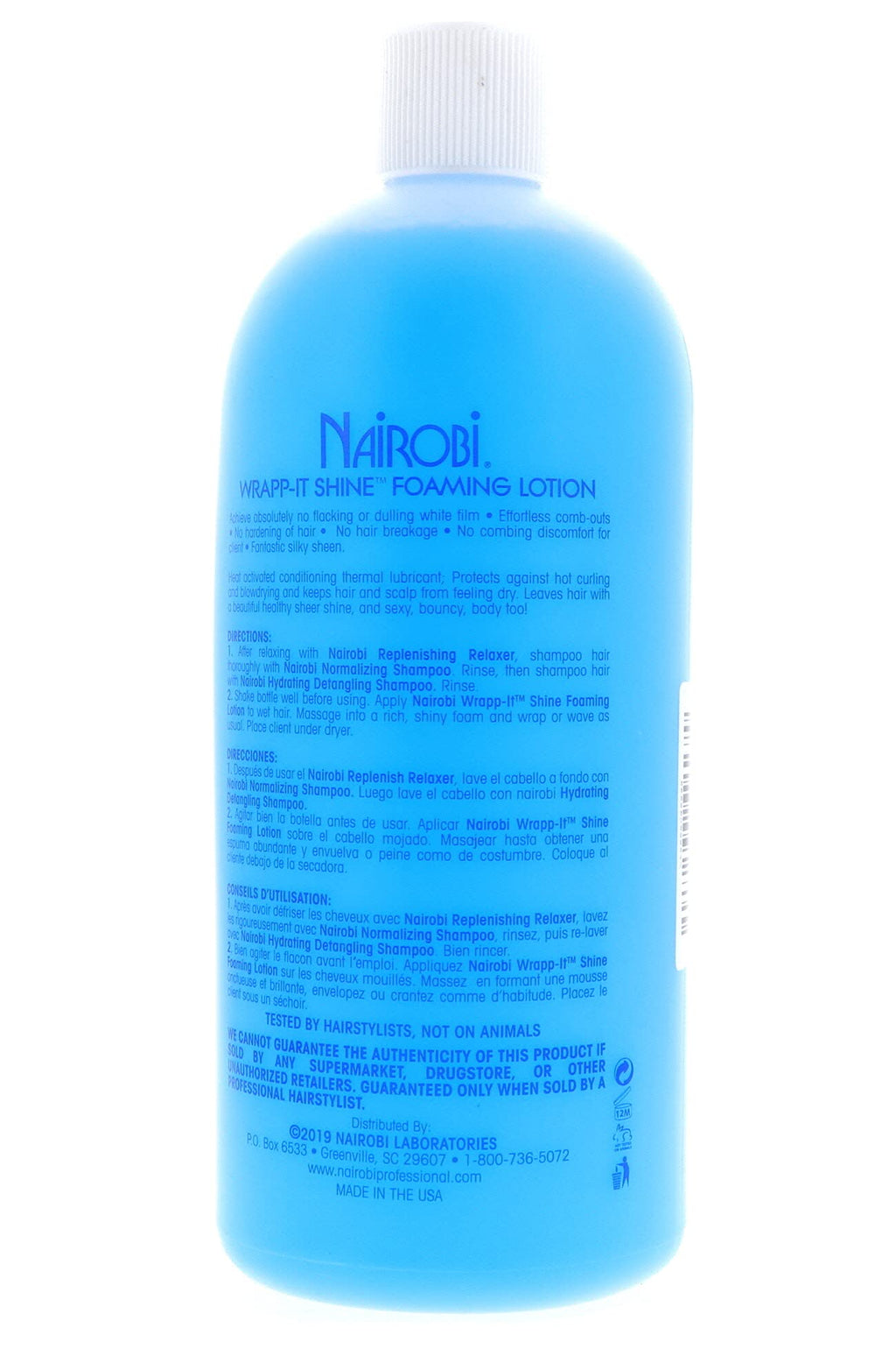 Nairobi Wrapp It Shine Foam Lotion 32 oz – Lightweight Foam for Shine & Wrap Styling