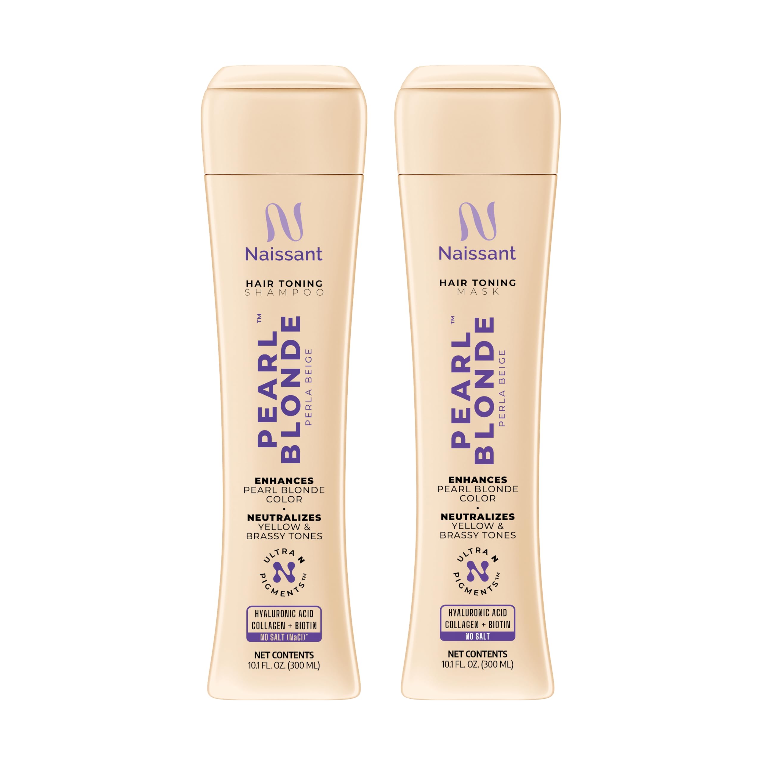 Naissant Pearl Blonde Set: Purple Shampoo & Toning Mask to Eliminate Brassiness | Paraben, Ammonia & Sulfate Free | 10.1 oz