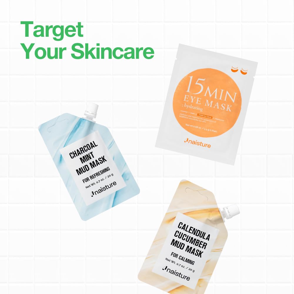 Naisture 15 Min Rescue Me Kit – All-in-One Skincare Gift Set with Face, Eye & Mud Masks