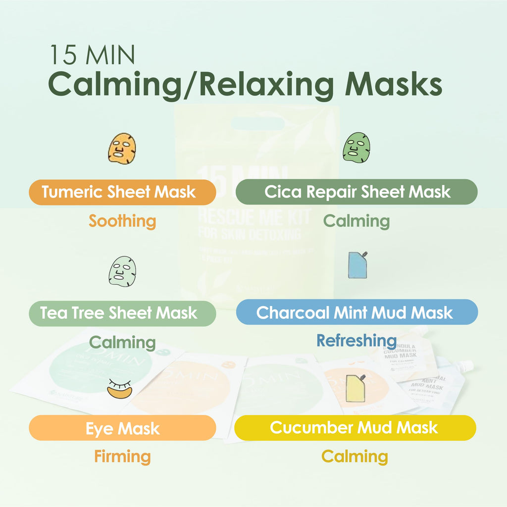 Naisture 15 Min Rescue Me Kit – All-in-One Skincare Gift Set with Face, Eye & Mud Masks