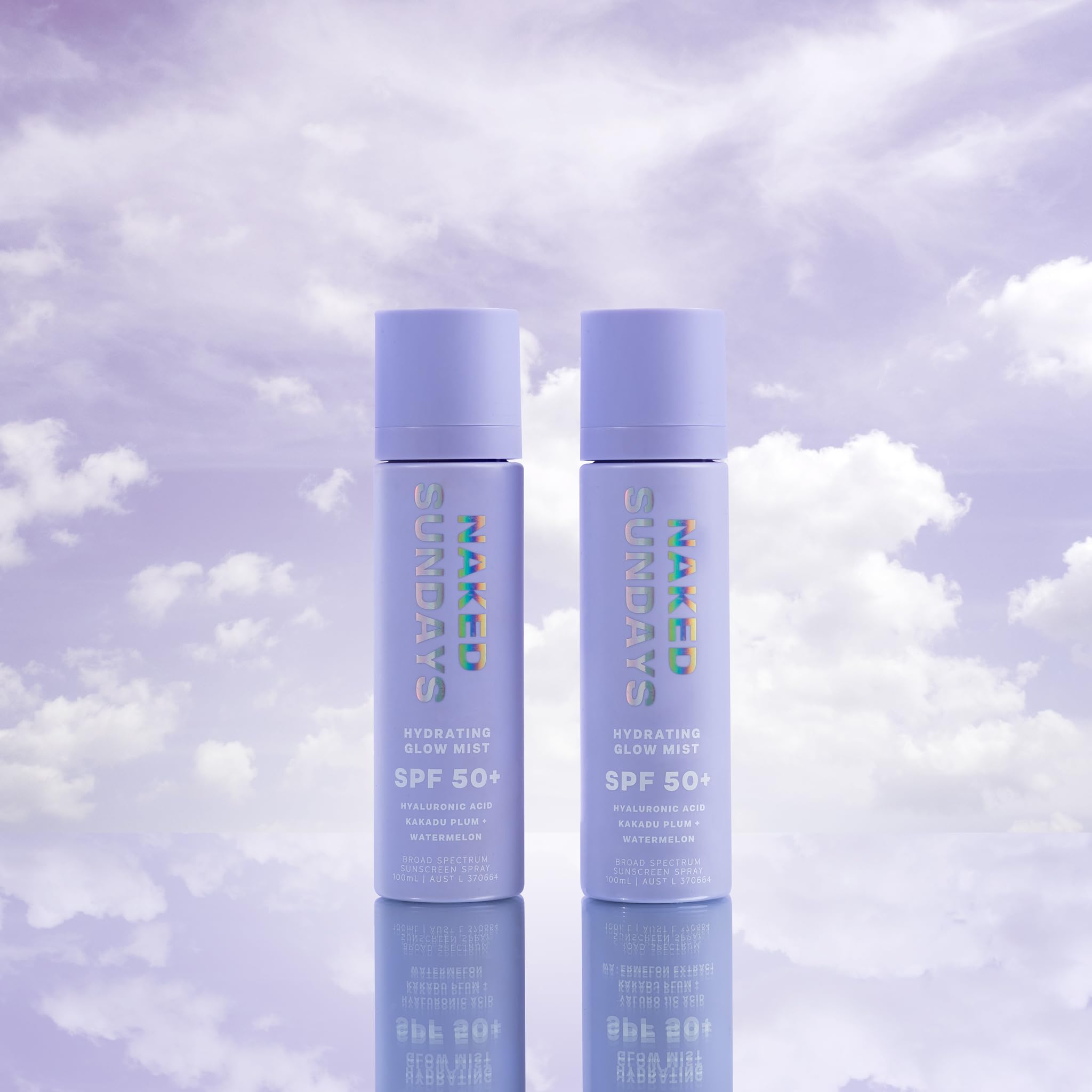 Naked Sundays SPF 50 Hydrating Glow Mist - Lightweight SPF Setting Spray and Face Sunscreen (2 Pack)