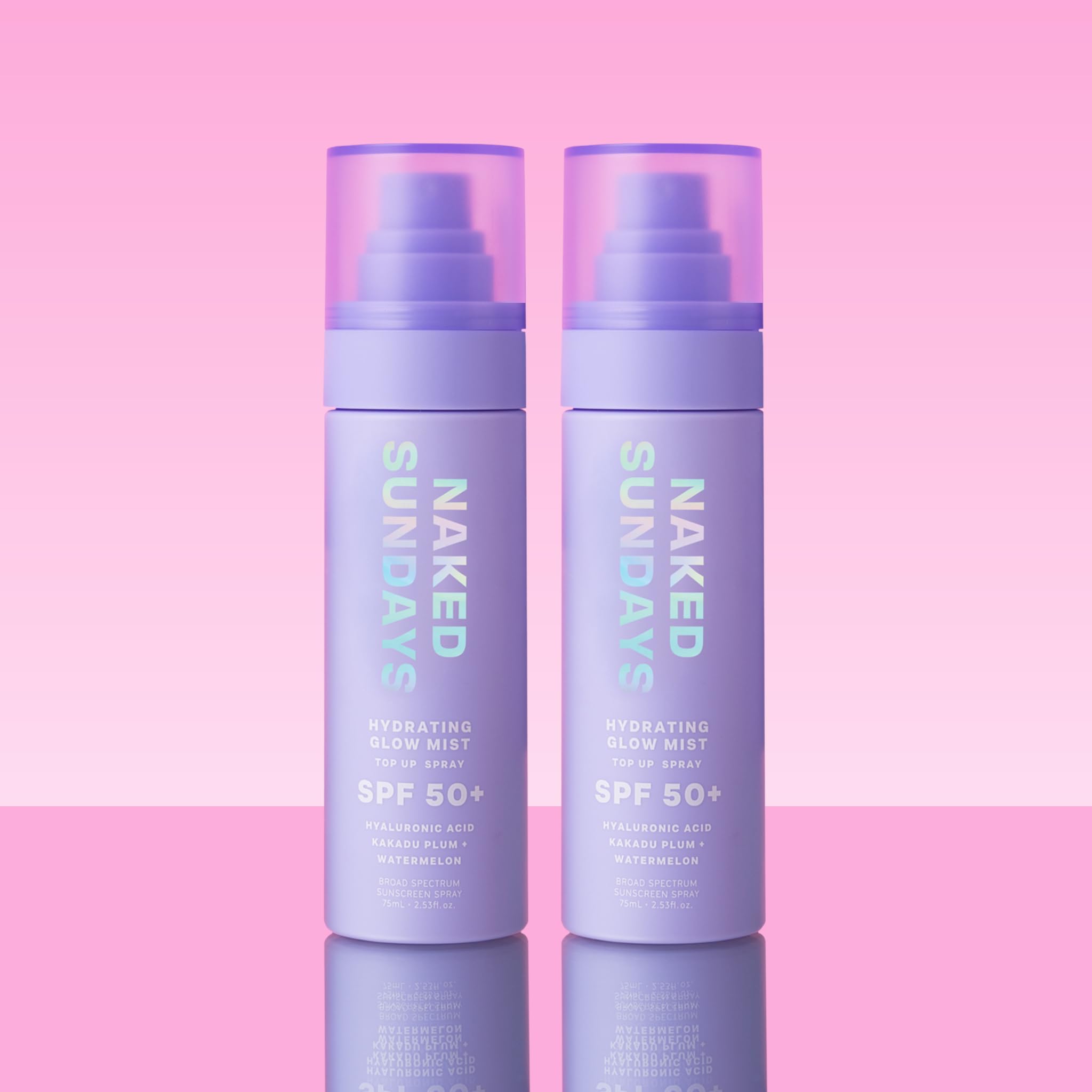 Naked Sundays SPF 50 Hydrating Glow Mist - Lightweight SPF Setting Spray and Face Sunscreen (2 Pack)