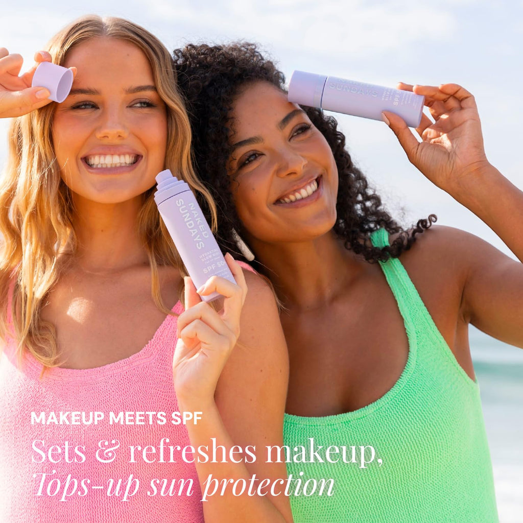 Naked Sundays SPF 50 Hydrating Glow Face Mist – Daily Sunscreen Setting Spray with Hyaluronic Acid (75ml)