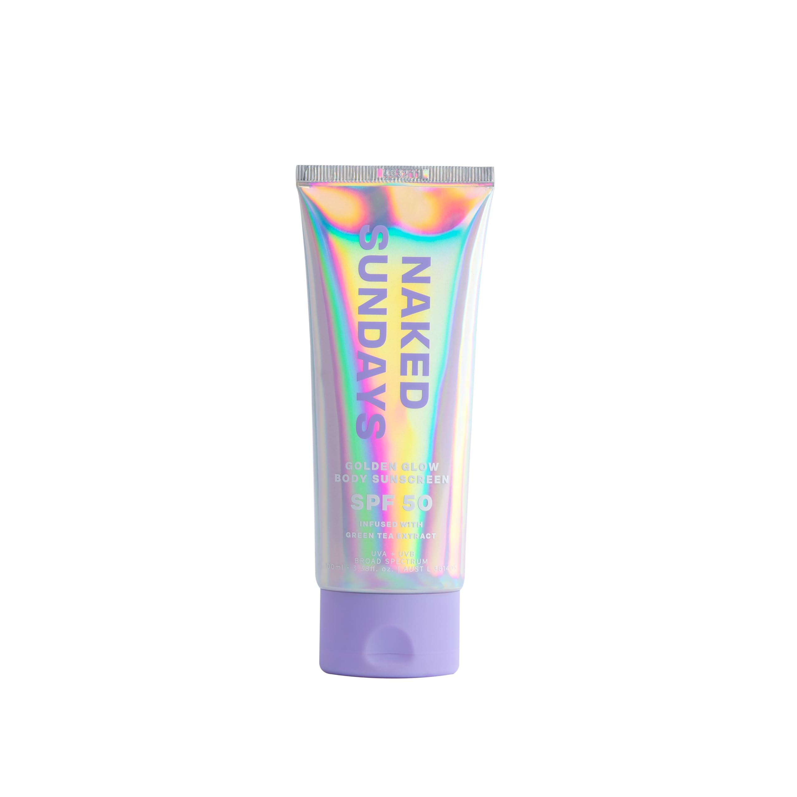 Naked Sundays SPF50 Golden Glow Body Sunscreen – Fragrance-Free, Non-Transfer, 100ml