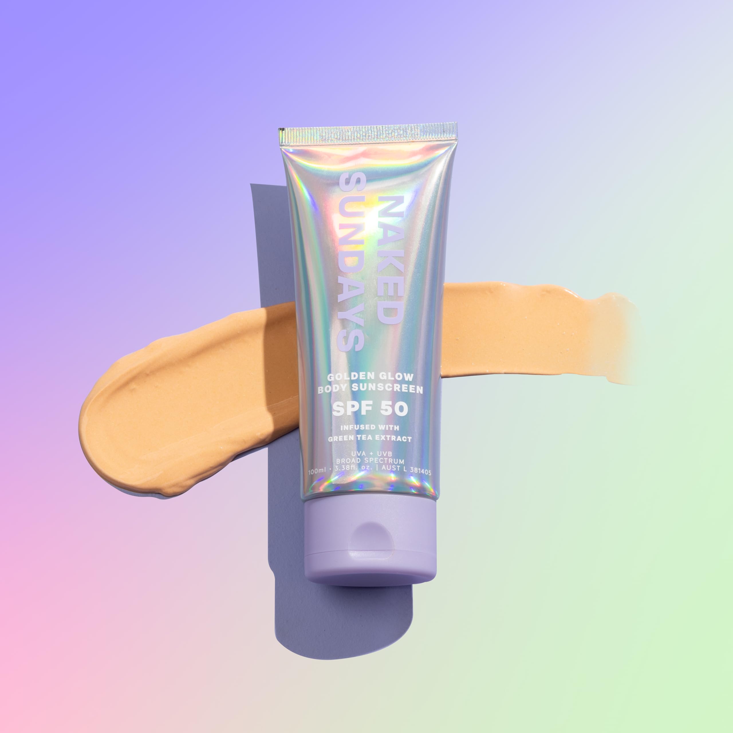 Naked Sundays SPF50 Golden Glow Body Sunscreen – Fragrance-Free, Non-Transfer, 100ml
