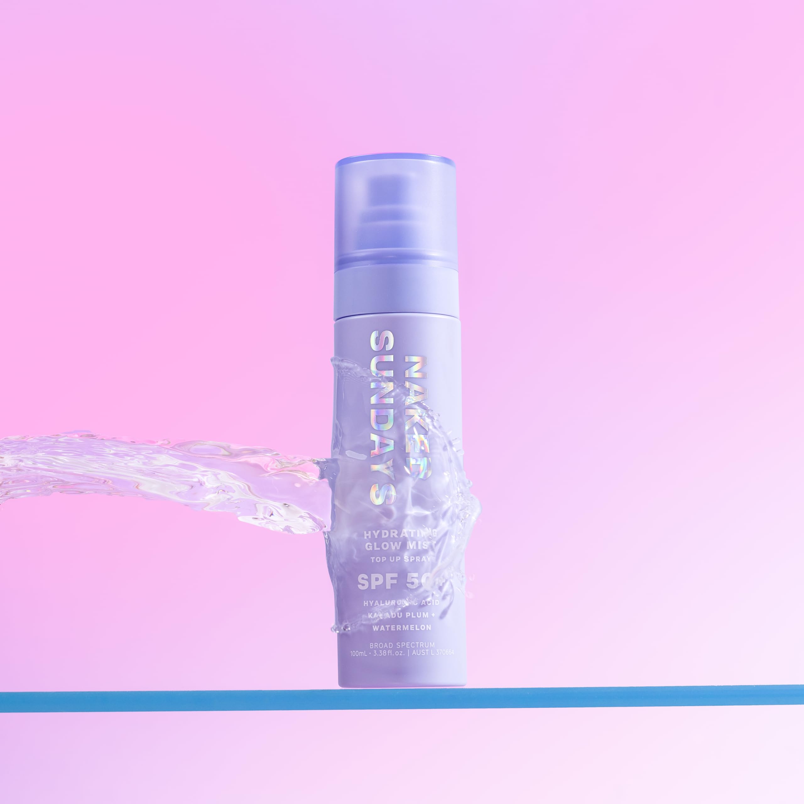 Naked Sundays SPF 50 Hydrating Glow Face Mist – Daily Sunscreen Setting Spray with Hyaluronic Acid (75ml)