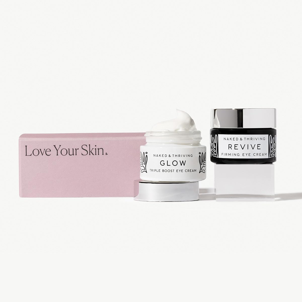 Naked & Thriving The Radiant Eye Set – Glow Triple Boost & Revive Firming Eye Creams (15 mL each)