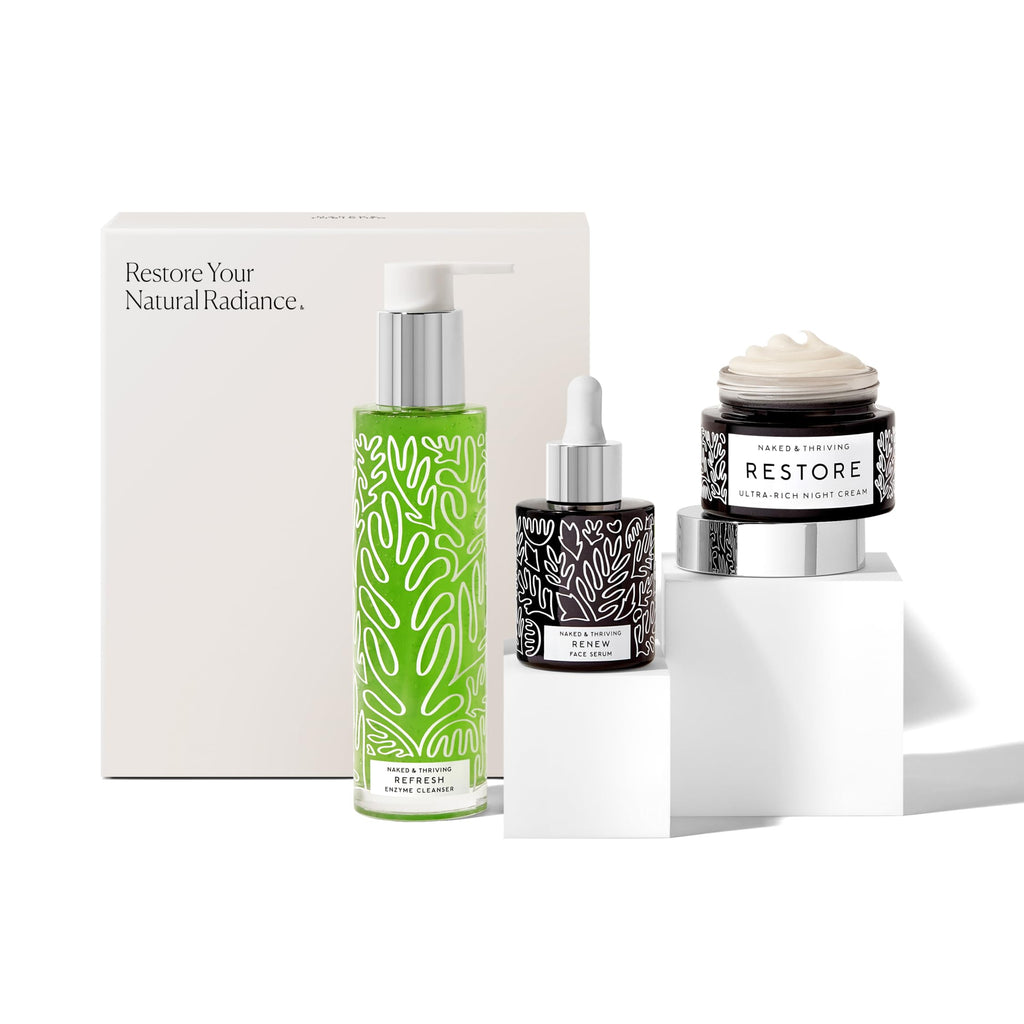 Naked & Thriving Advanced Renewal Routine — Restore Night Cream, Enzyme Cleanser & Renew Serum (Set of 3)