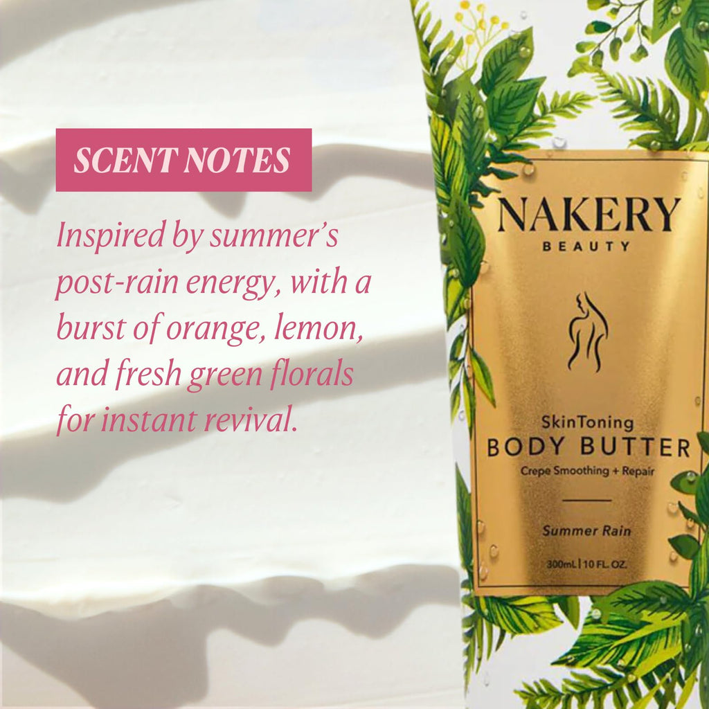 Nakery Skin Toning Body Butter – Peptide Firming Lotion for Crepey Skin | Summer Rain